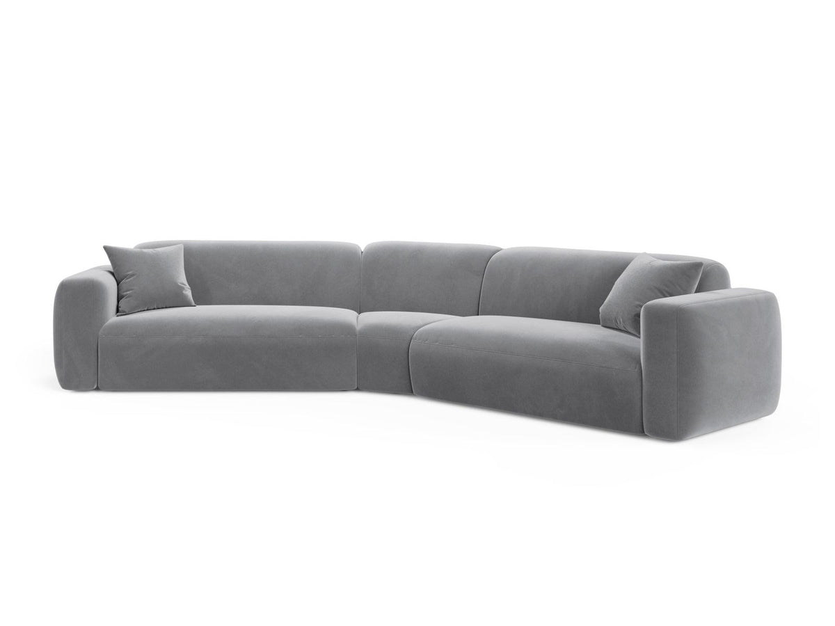 Strino Velour Modular Symmetrical Ecksofa 3 Sitzer in Grey-Salvador präsentiert im Onlineshop von KAQTU Design AG. Ecksofa ist von Cosmopolitan Design