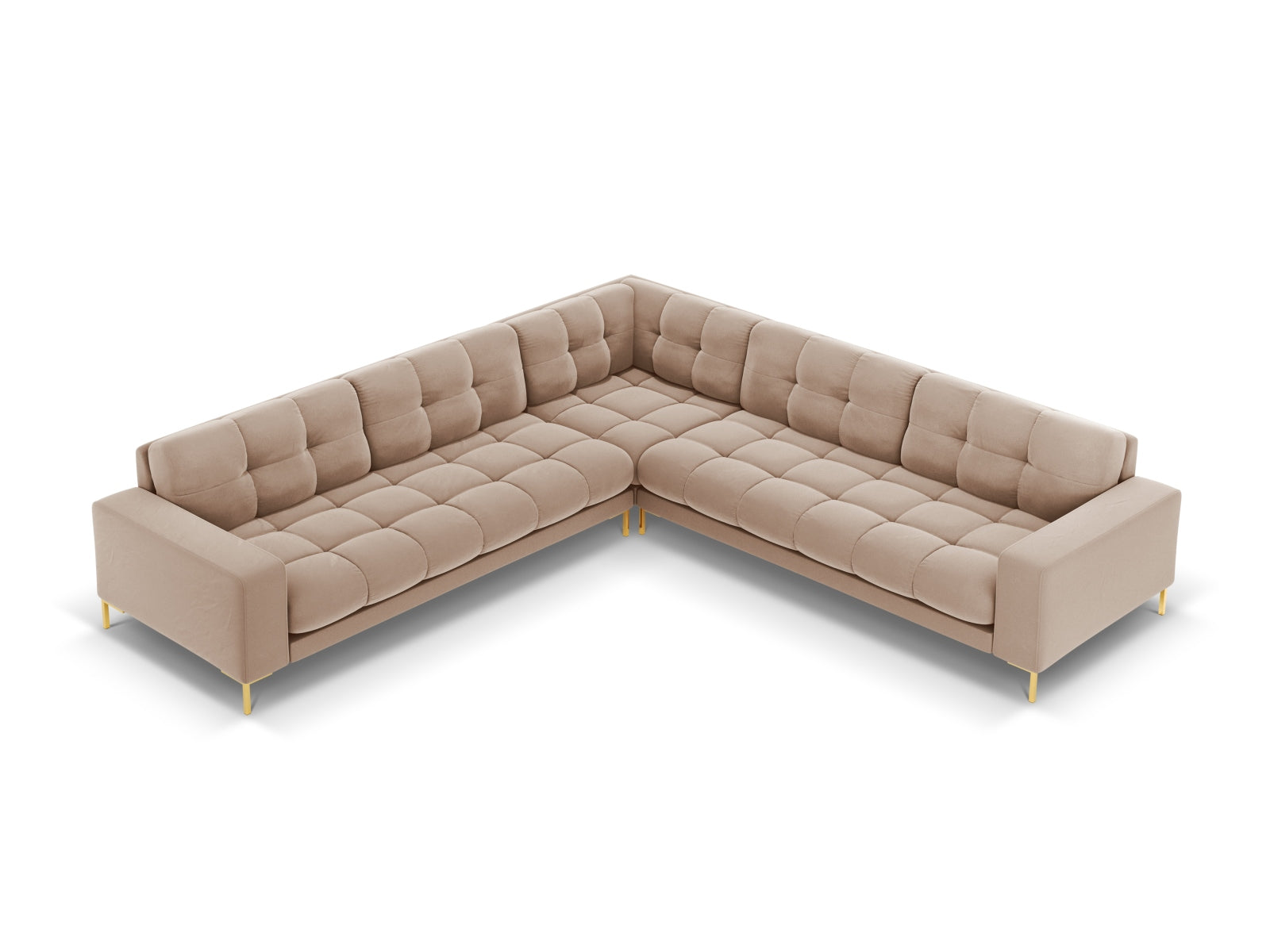 Elegantes 6-Sitzer Ecksofa Symmetric Bali in warmen Beigetönen, perfekt für stilvolle Wohnzimmer und gesellige Abende.