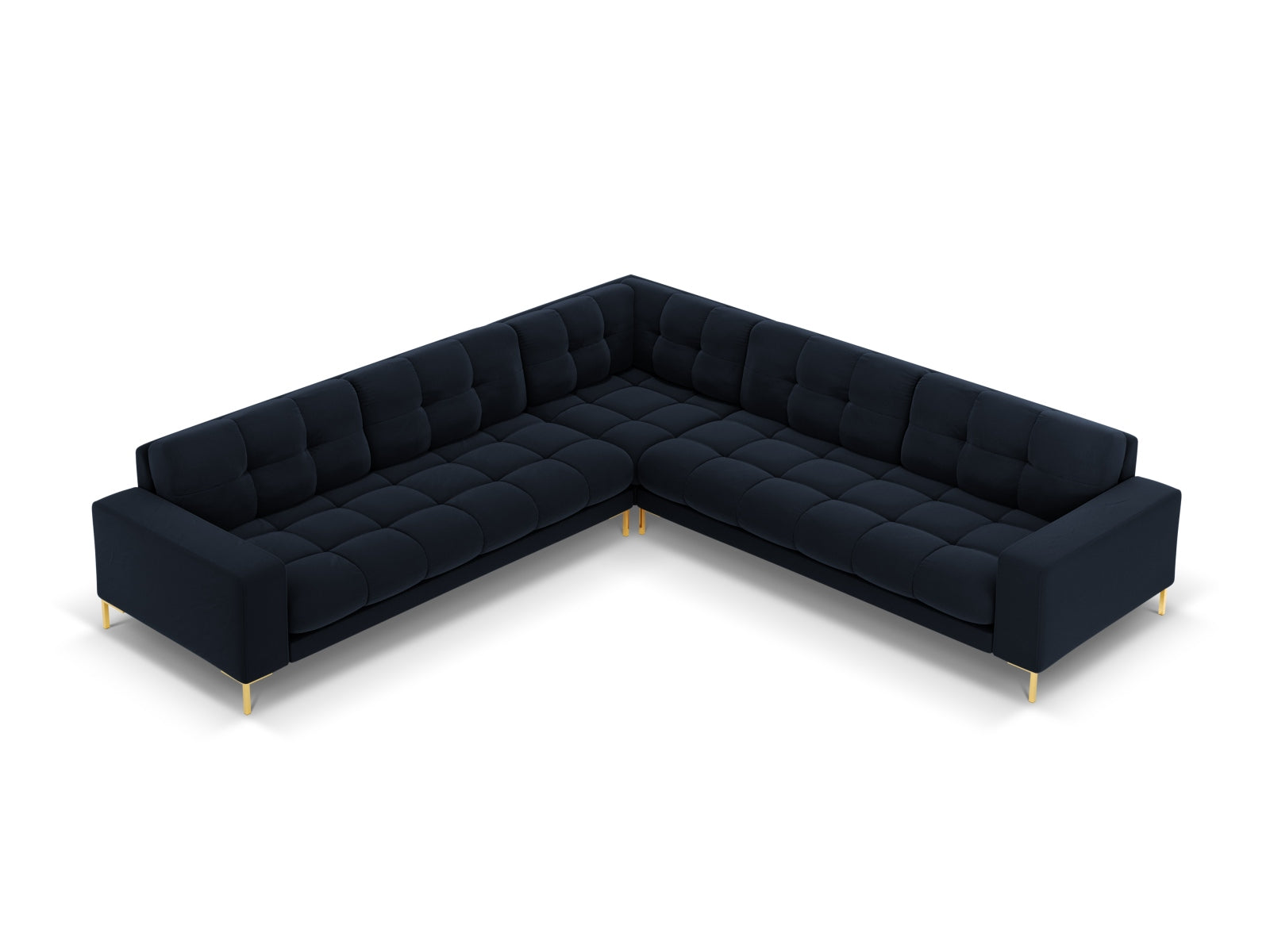 Modernes 6-Sitzer Ecksofa Symmetric Bali in tiefem Blau, perfekt für gemütliche Zusammenkünfte und stilvolle Einrichtung von Cosmopolitan Design.
