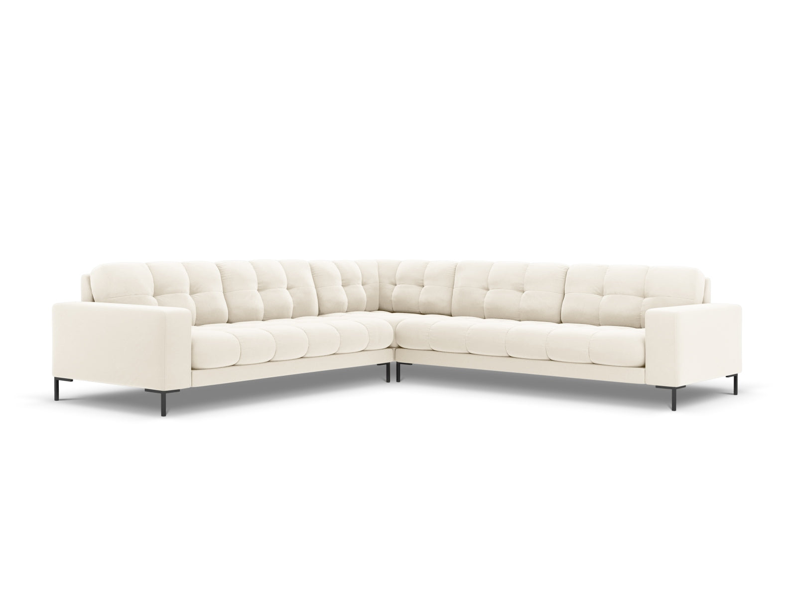 Elegantes 6-Sitzer Ecksofa Symmetric Bali in sanften Beige- und Blautönen, ideal für stilvolle Wohnräume.
