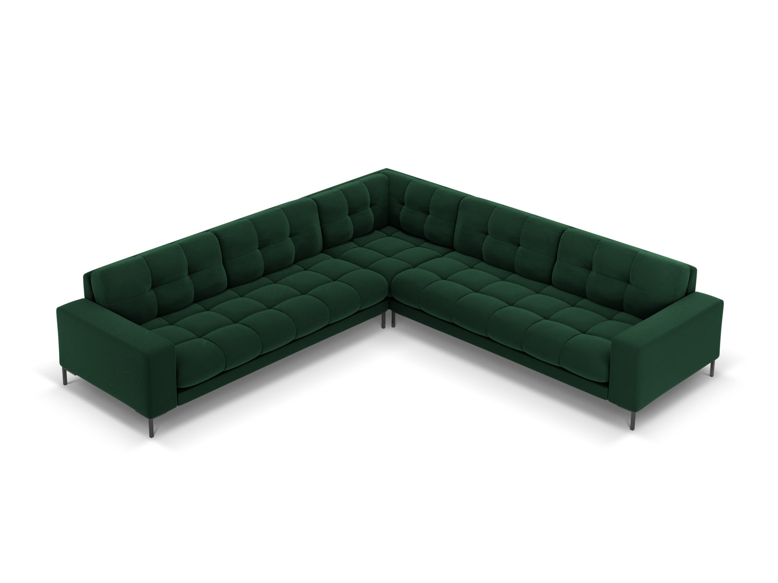 6-Sitzer Ecksofa Symmetric Bali in Bottle Green-Bluvel präsentiert im Onlineshop von KAQTU Design AG. Ecksofa ist von Cosmopolitan Design