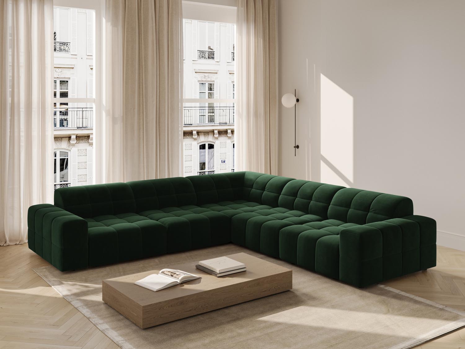 Chicago Ecksofa 4 Sitzer 287cm in Bottle Green präsentiert im Onlineshop von KAQTU Design AG. Ecksofa ist von Cosmopolitan Design