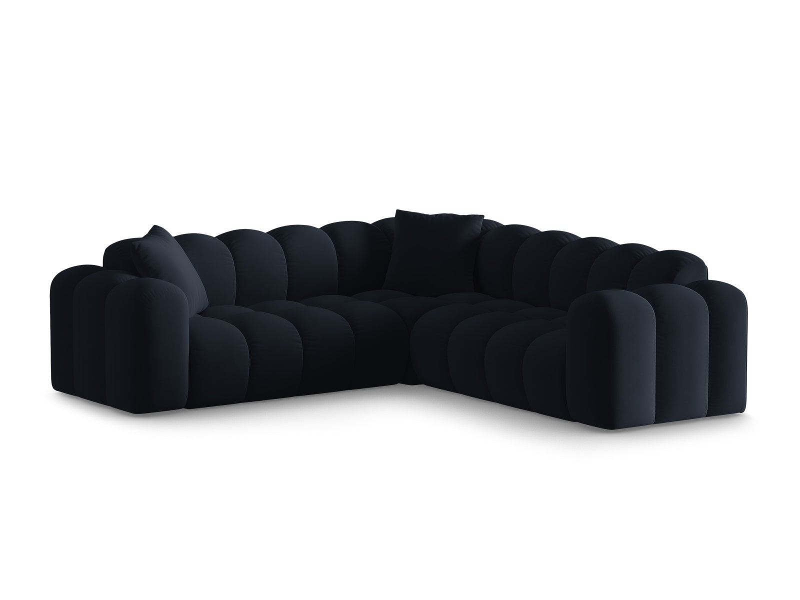 Elegantes 3-Sitzer Ecksofa Symmetric Treno in Dunkelblau, ideal für stilvolle Wohnräume, präsentiert von Cosmopolitan Design.