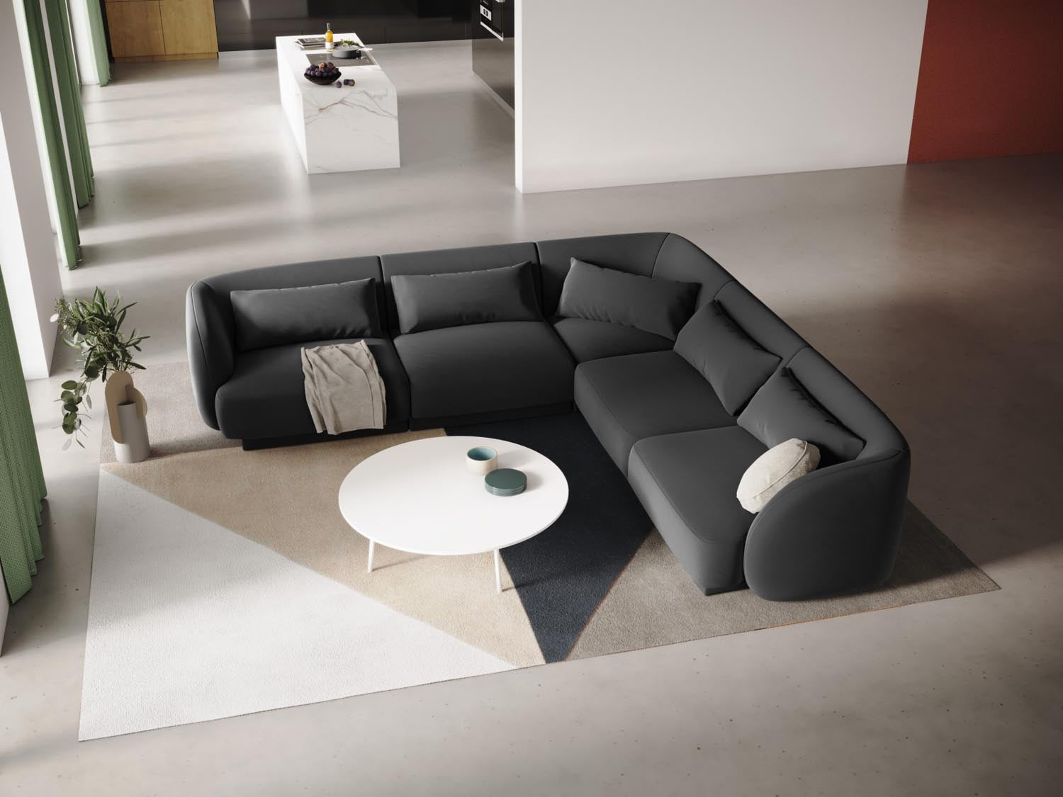 Tulum Velour Reversible Ecksofa 5 Sitzer 255cm in Grey präsentiert im Onlineshop von KAQTU Design AG. Ecksofa ist von Cosmopolitan Design
