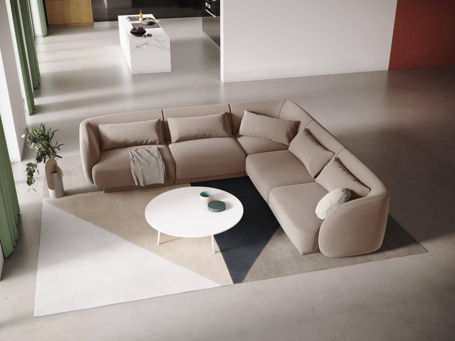 Tulum Velour Reversible Ecksofa 5 Sitzer 255cm in Beige präsentiert im Onlineshop von KAQTU Design AG. Ecksofa ist von Cosmopolitan Design