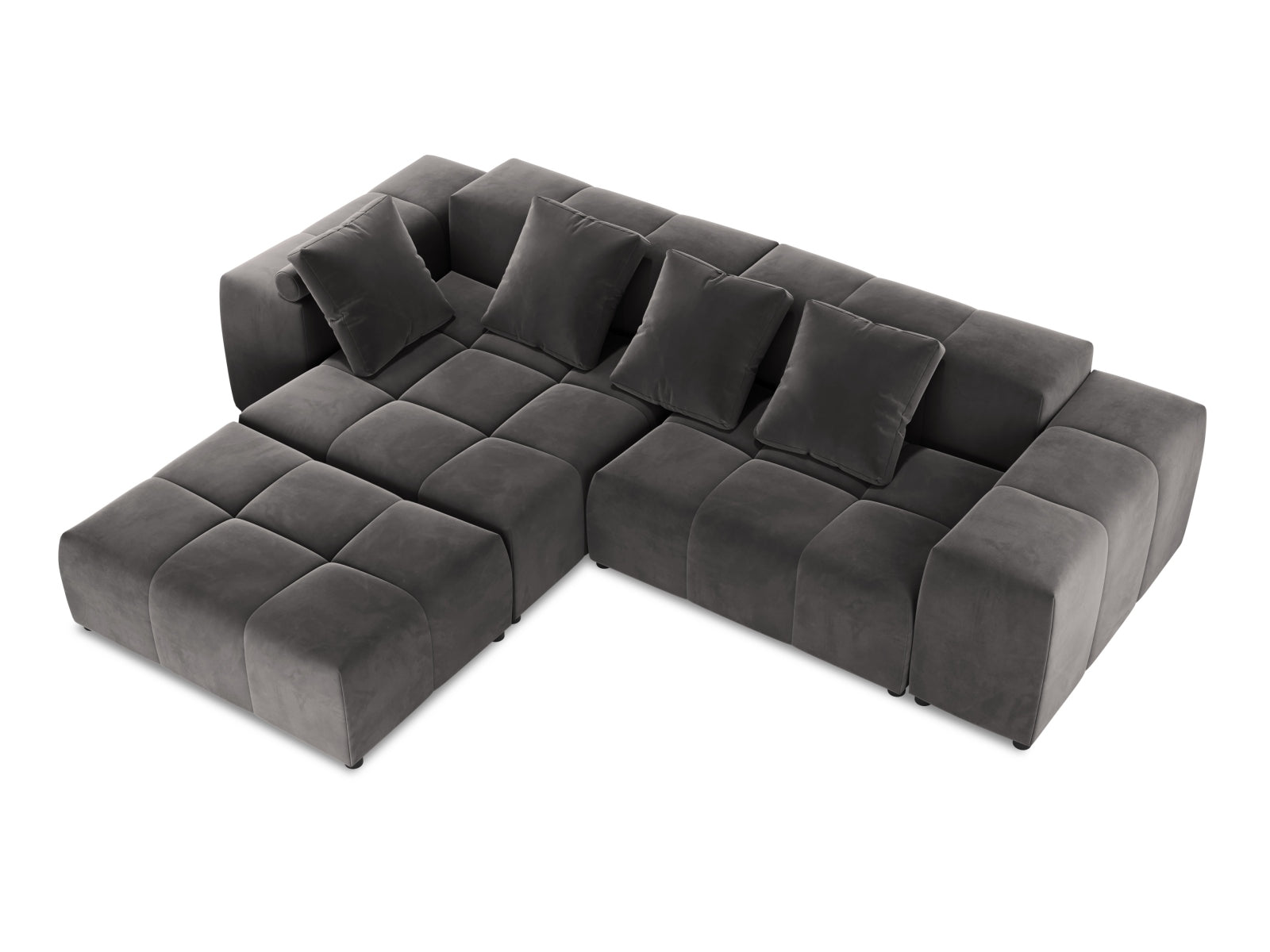Rome Velour Modular Reversible Ecksofa 5 Sitzer in Dark Grey präsentiert im Onlineshop von KAQTU Design AG. Ecksofa ist von Cosmopolitan Design