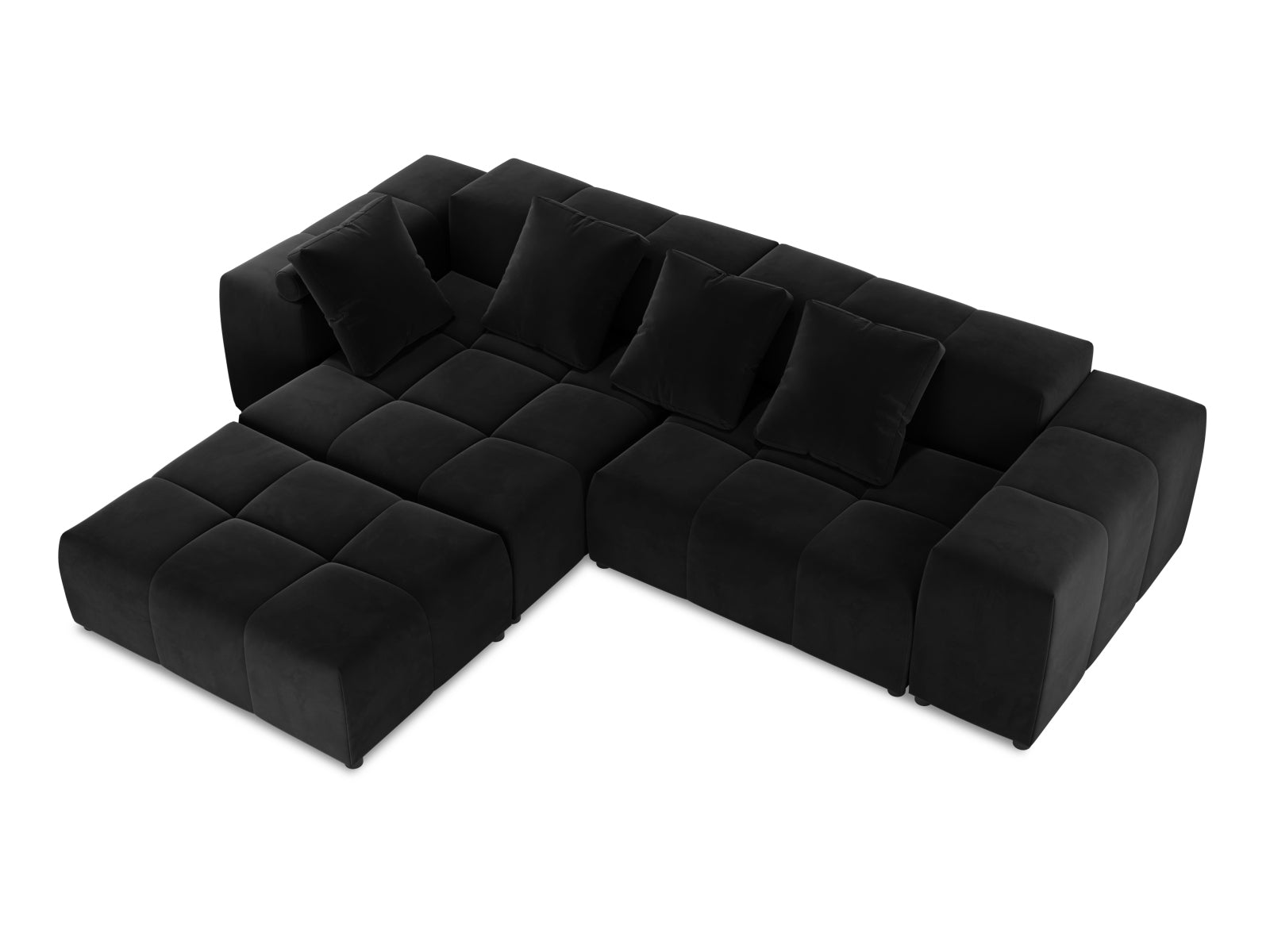 Rome Velour Modular Reversible Ecksofa 5 Sitzer in Black präsentiert im Onlineshop von KAQTU Design AG. Ecksofa ist von Cosmopolitan Design