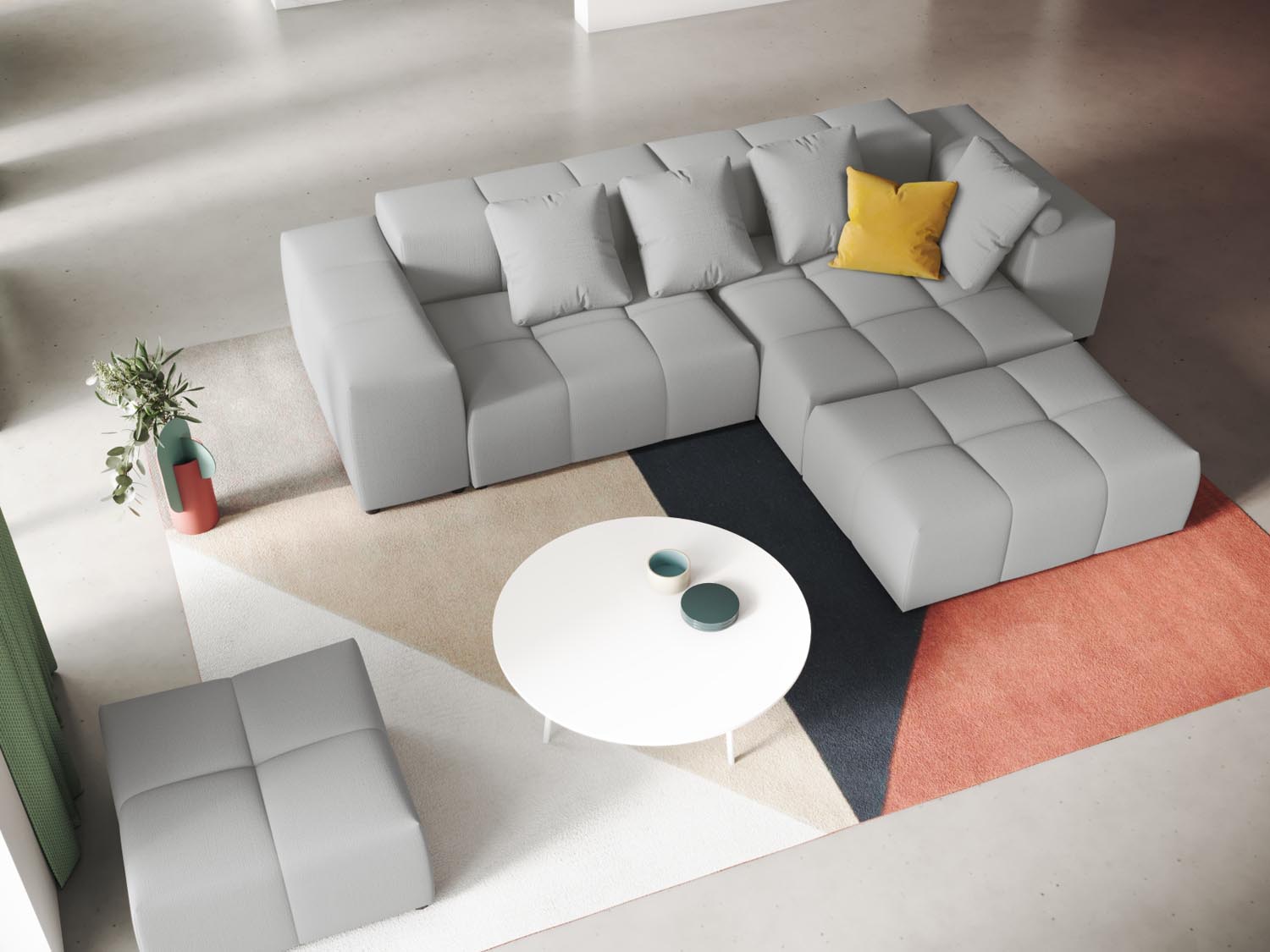 Rome Modular Reversible Ecksofa 5 Sitzer in Light Grey präsentiert im Onlineshop von KAQTU Design AG. Ecksofa ist von Cosmopolitan Design