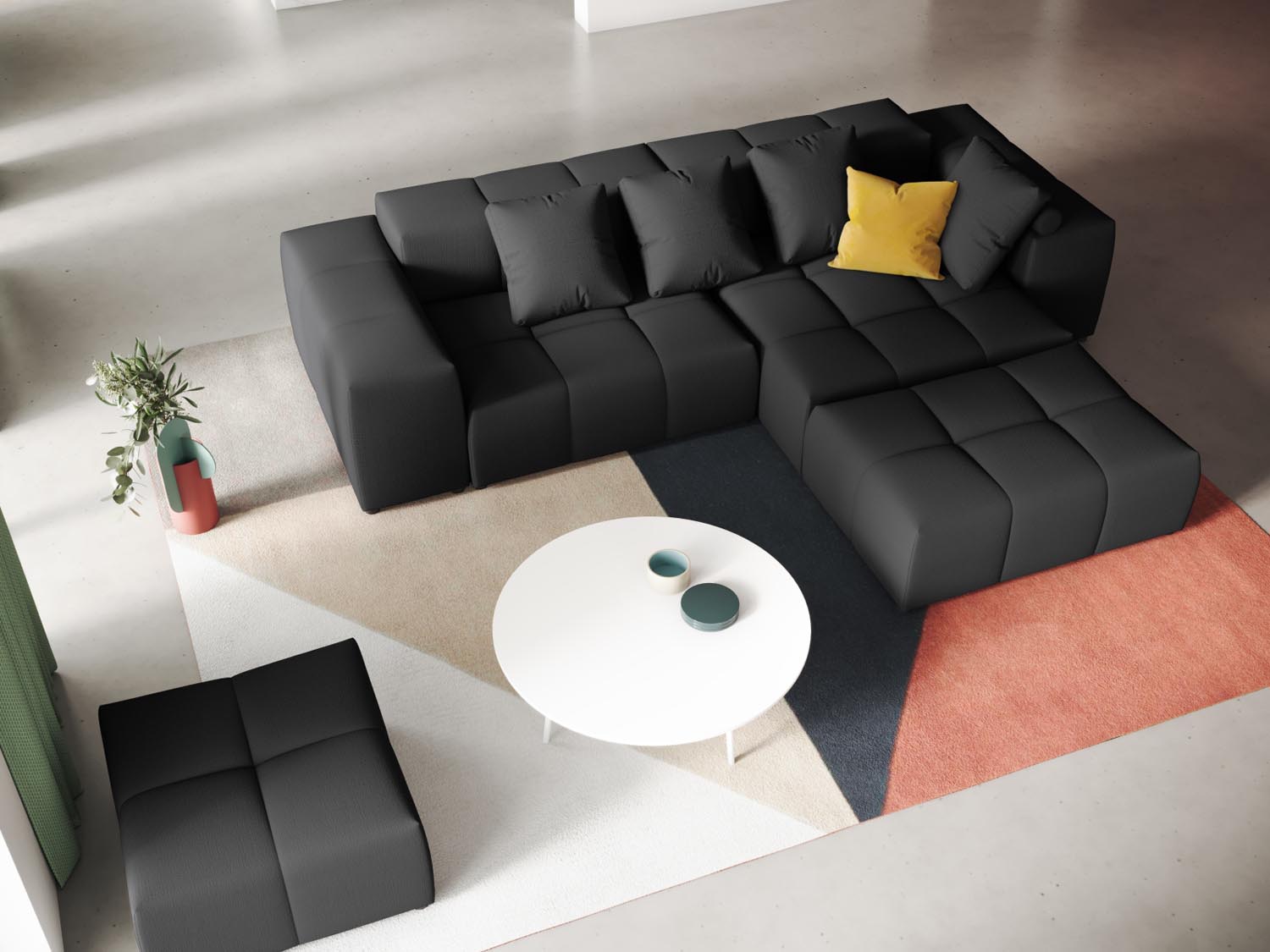 Rome Modular Reversible Ecksofa 5 Sitzer in Black präsentiert im Onlineshop von KAQTU Design AG. Ecksofa ist von Cosmopolitan Design