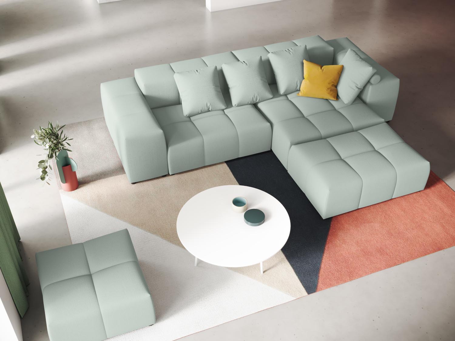 Rome Modular Reversible Ecksofa 5 Sitzer in Mint präsentiert im Onlineshop von KAQTU Design AG. Ecksofa ist von Cosmopolitan Design