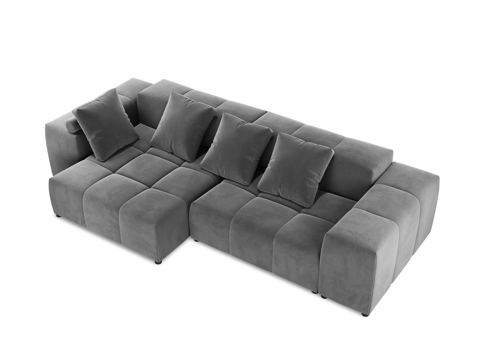 Rome Velour Modular Reversible Ecksofa 4 Sitzer in Grey präsentiert im Onlineshop von KAQTU Design AG. Ecksofa ist von Cosmopolitan Design