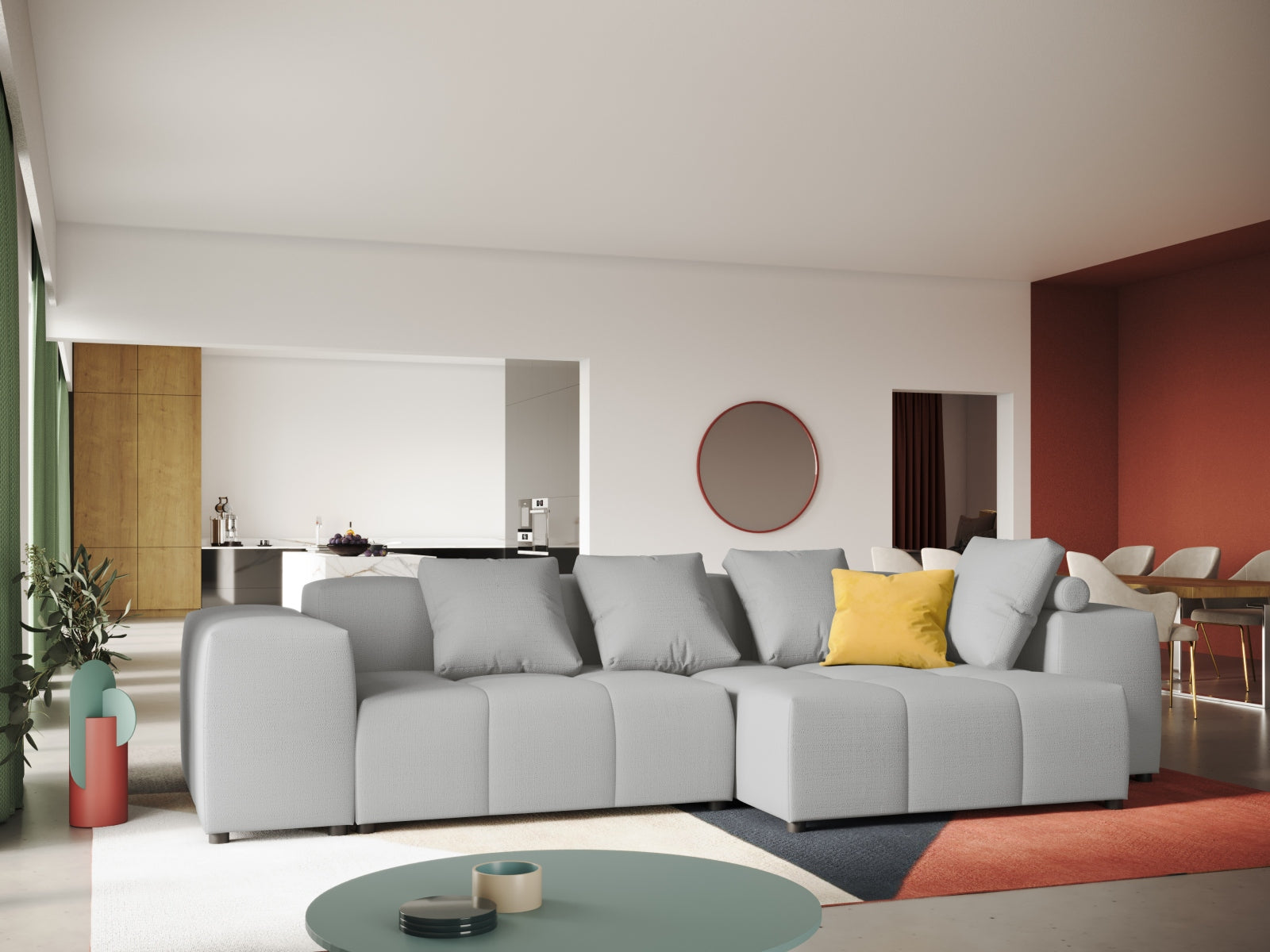 Rome Modular Reversible Ecksofa 4 Sitzer in Light Grey präsentiert im Onlineshop von KAQTU Design AG. Ecksofa ist von Cosmopolitan Design