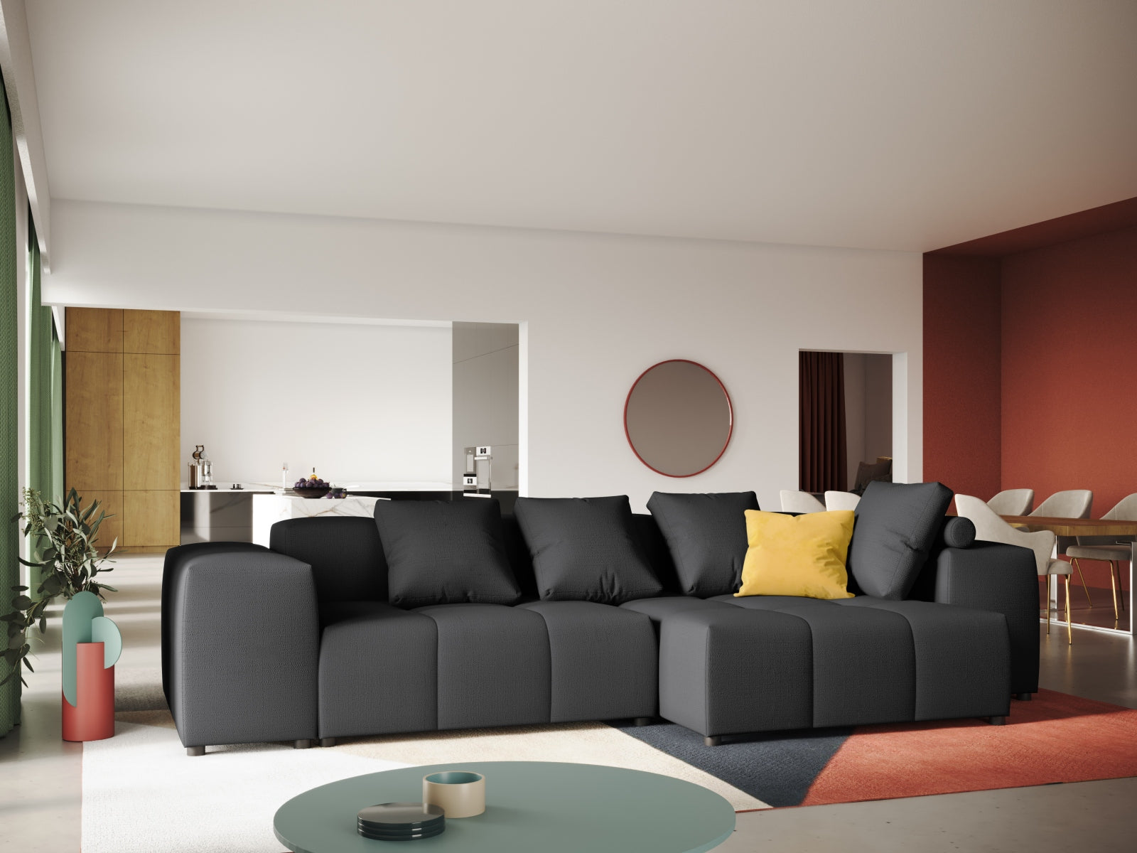 Rome Modular Reversible Ecksofa 4 Sitzer in Black präsentiert im Onlineshop von KAQTU Design AG. Ecksofa ist von Cosmopolitan Design