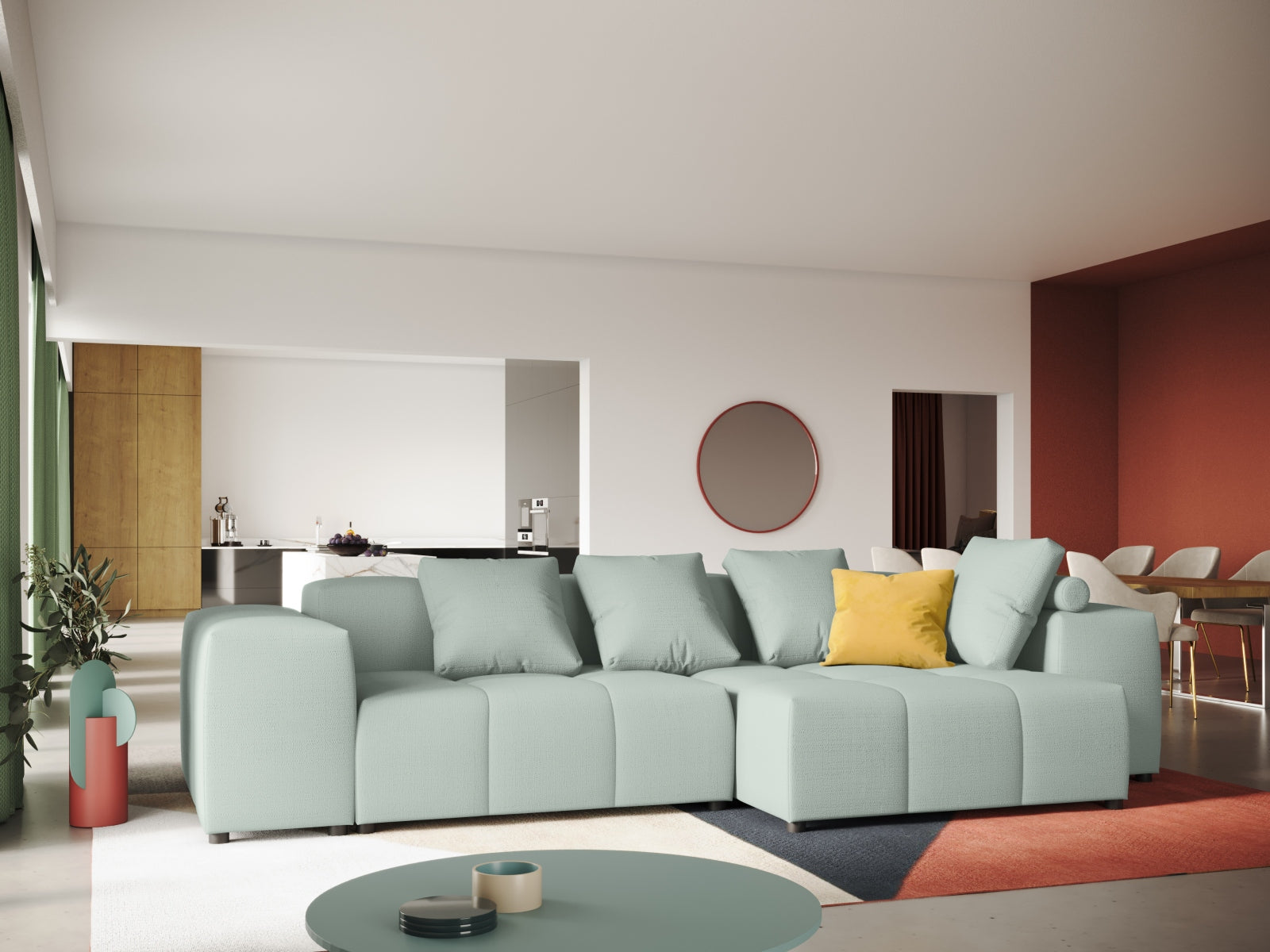 Rome Modular Reversible Ecksofa 4 Sitzer in Mint präsentiert im Onlineshop von KAQTU Design AG. Ecksofa ist von Cosmopolitan Design