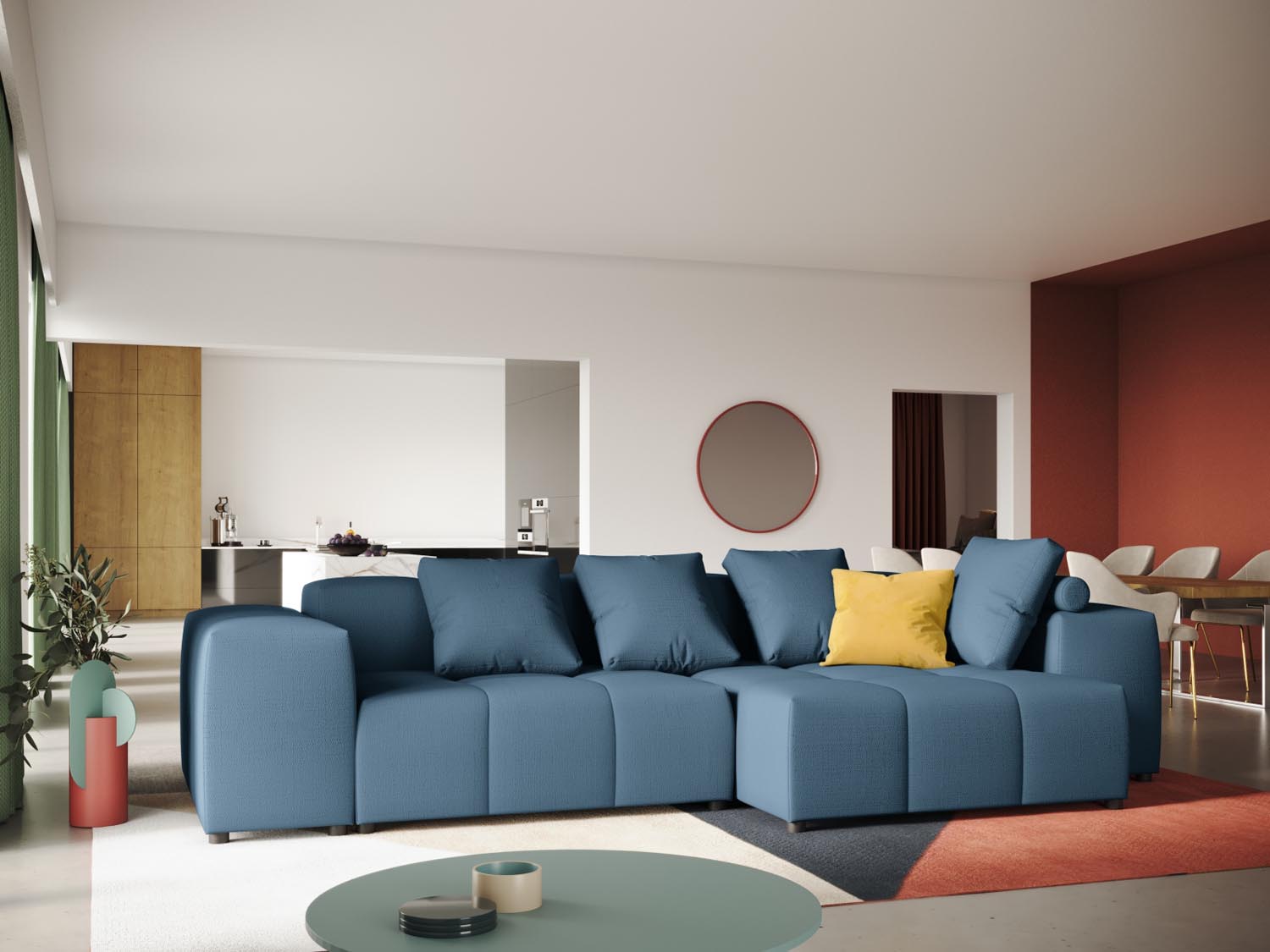Rome Modular Reversible Ecksofa 4 Sitzer in Dark Blue präsentiert im Onlineshop von KAQTU Design AG. Ecksofa ist von Cosmopolitan Design