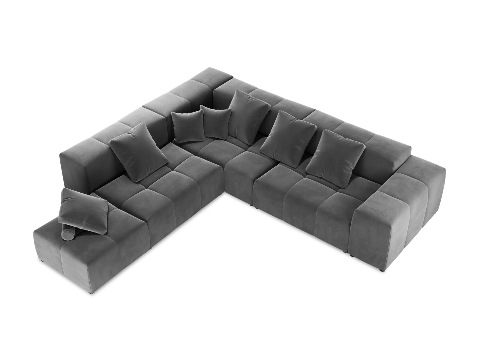 Rome Velour Modular Reversible Ecksofa 7 Sitzer in Grey präsentiert im Onlineshop von KAQTU Design AG. Ecksofa ist von Cosmopolitan Design