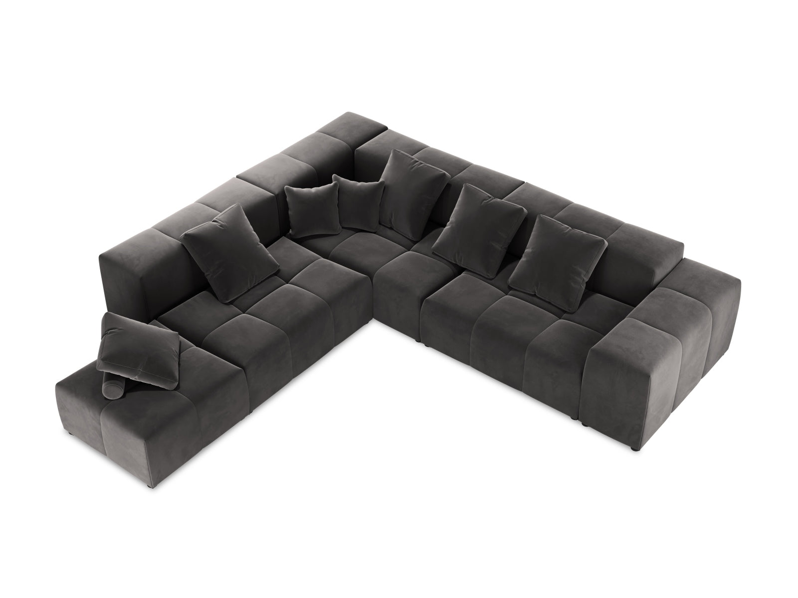 Rome Velour Modular Reversible Ecksofa 7 Sitzer in Dark Grey präsentiert im Onlineshop von KAQTU Design AG. Ecksofa ist von Cosmopolitan Design