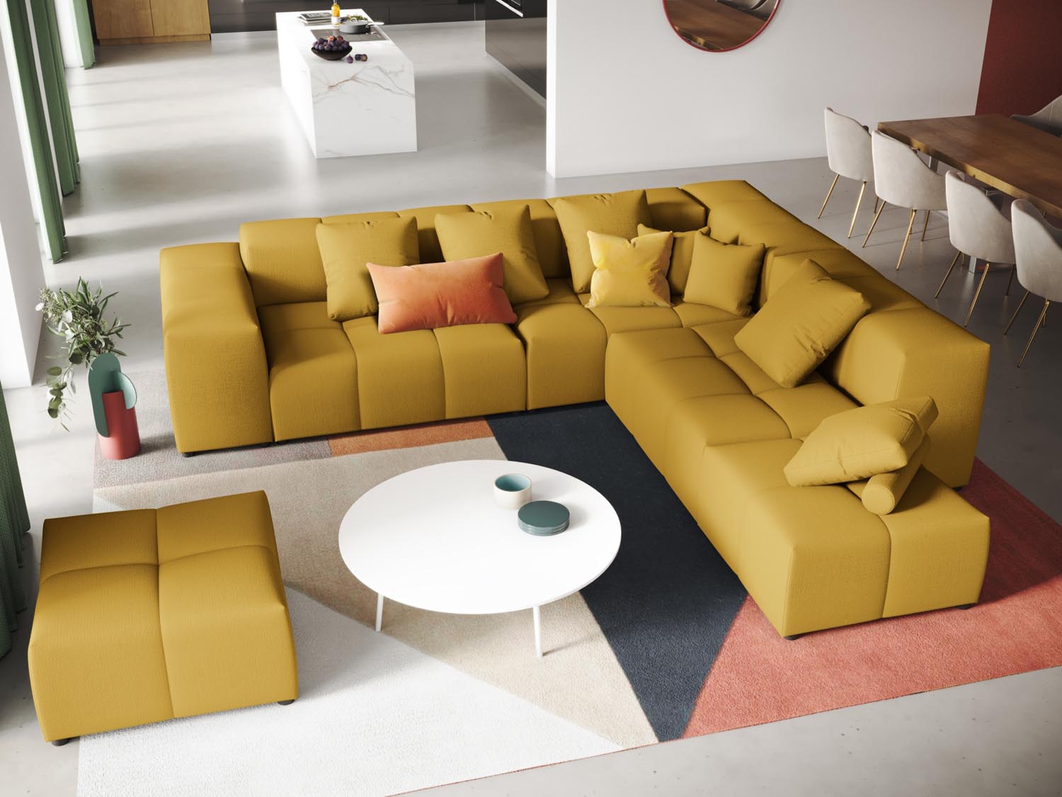 Rome Modular Reversible Ecksofa 7 Sitzer in Yellow präsentiert im Onlineshop von KAQTU Design AG. Ecksofa ist von Cosmopolitan Design