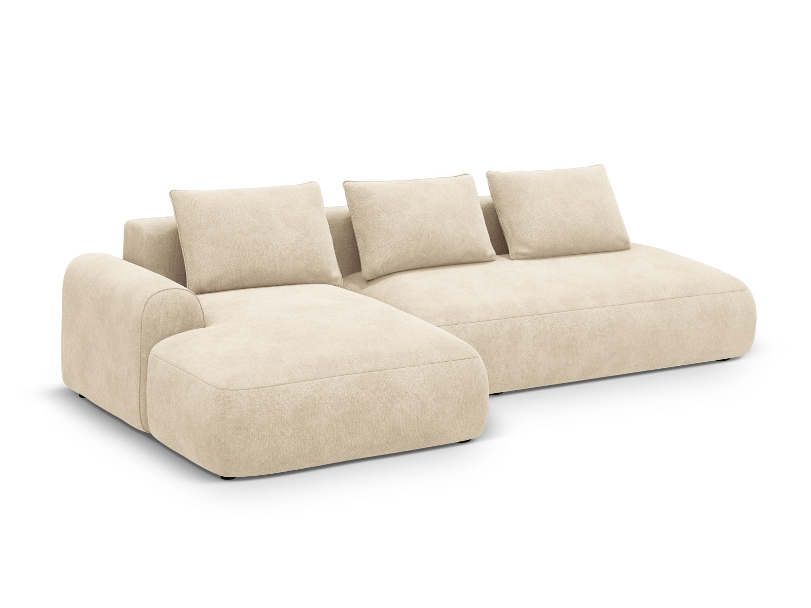 Stylisches 5-Sitzer Ecksofa links in Light Beige-Vogue mit Schlaffunktion und praktischem Stauraum, ideal für moderne Wohnräume.
