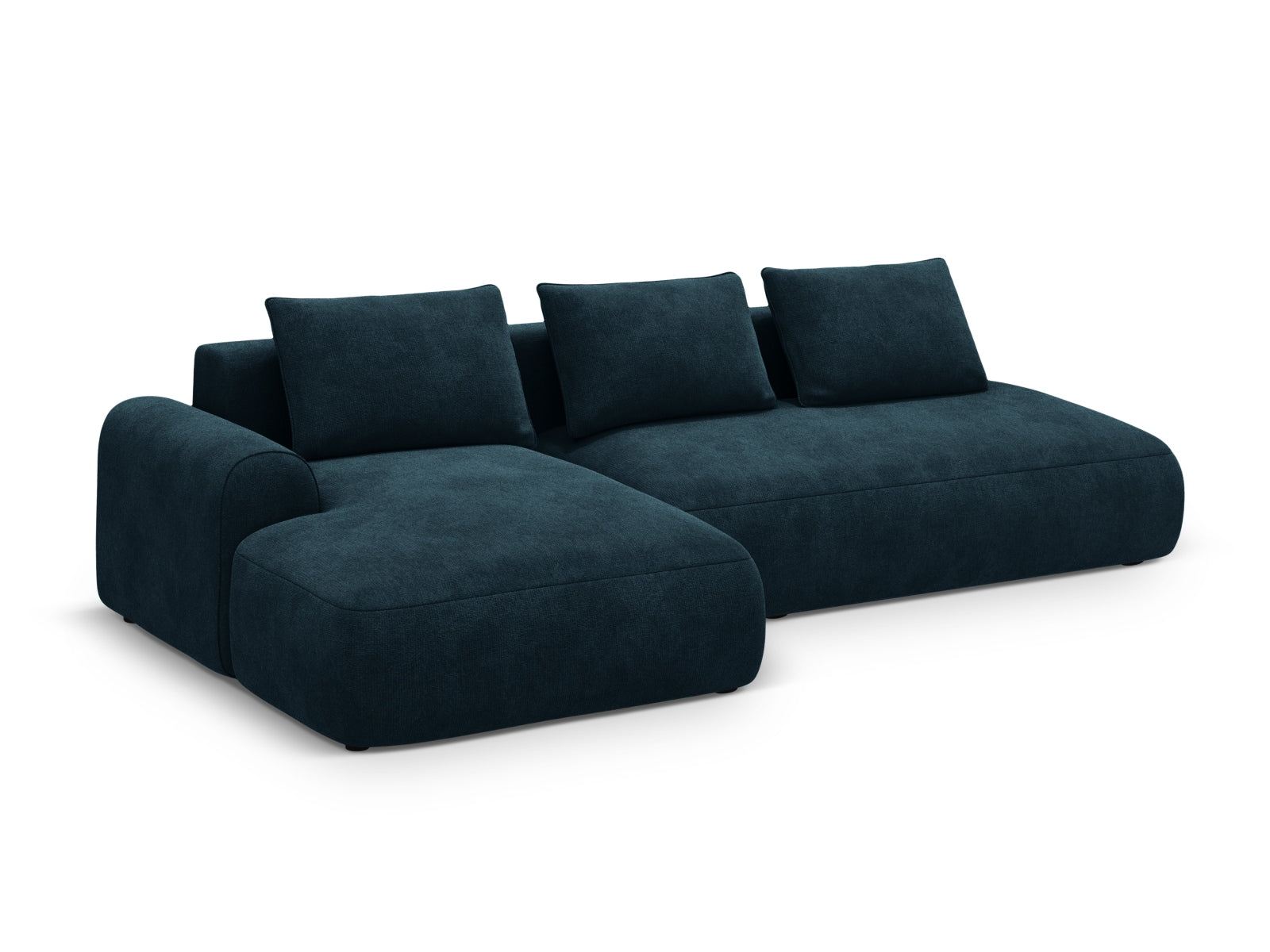 Stylisches 5-Sitzer Ecksofa links mit Schlaffunktion und Stauraum in Deep Petrol-Vogue, ideal für modernes Wohnen und Entspannung.