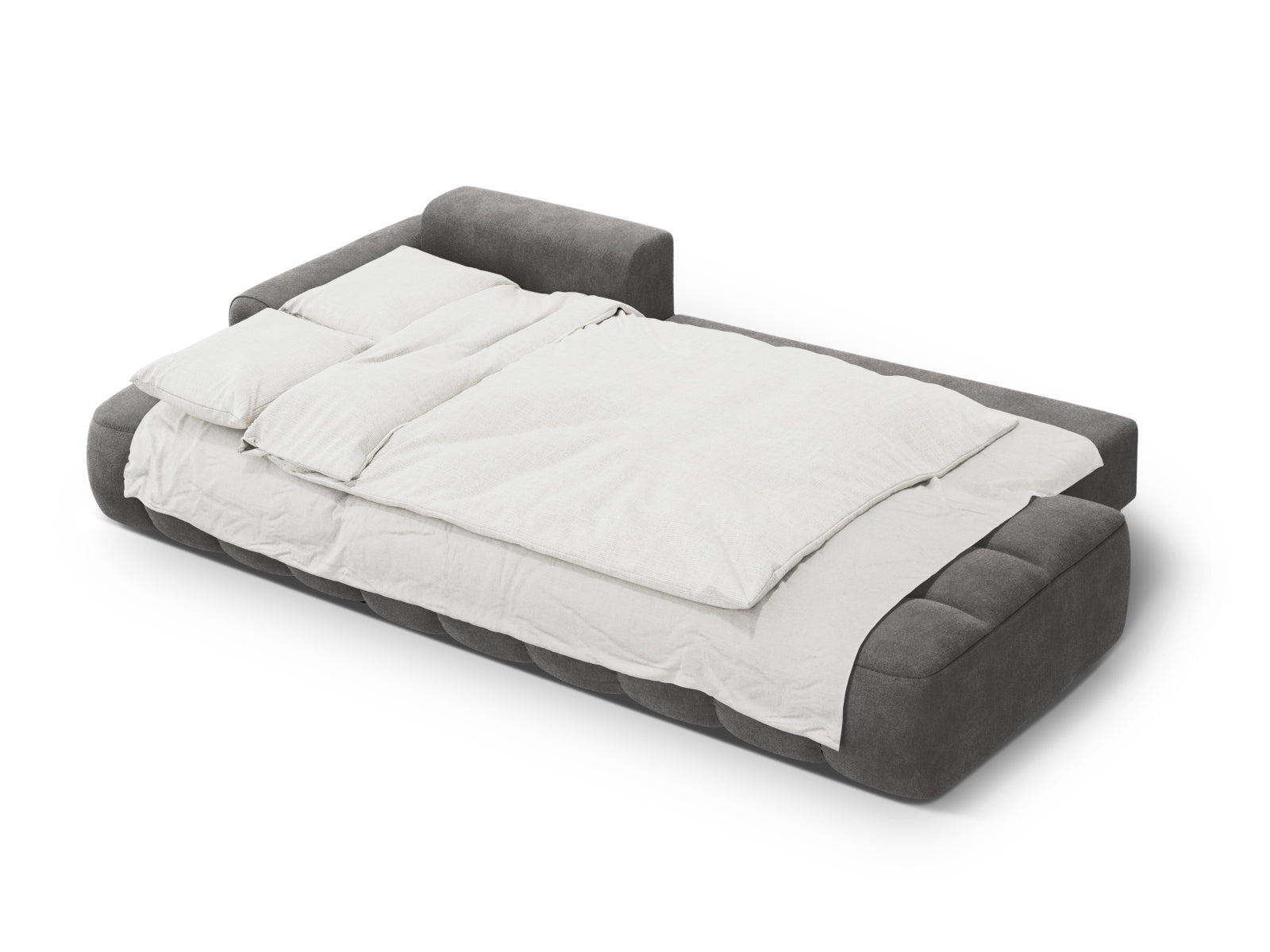 Stylisches Linz Ecksofa mit offener linker Seite, 3-Sitzer, ideal für Schlafkomfort und praktischen Stauraum für Decken.