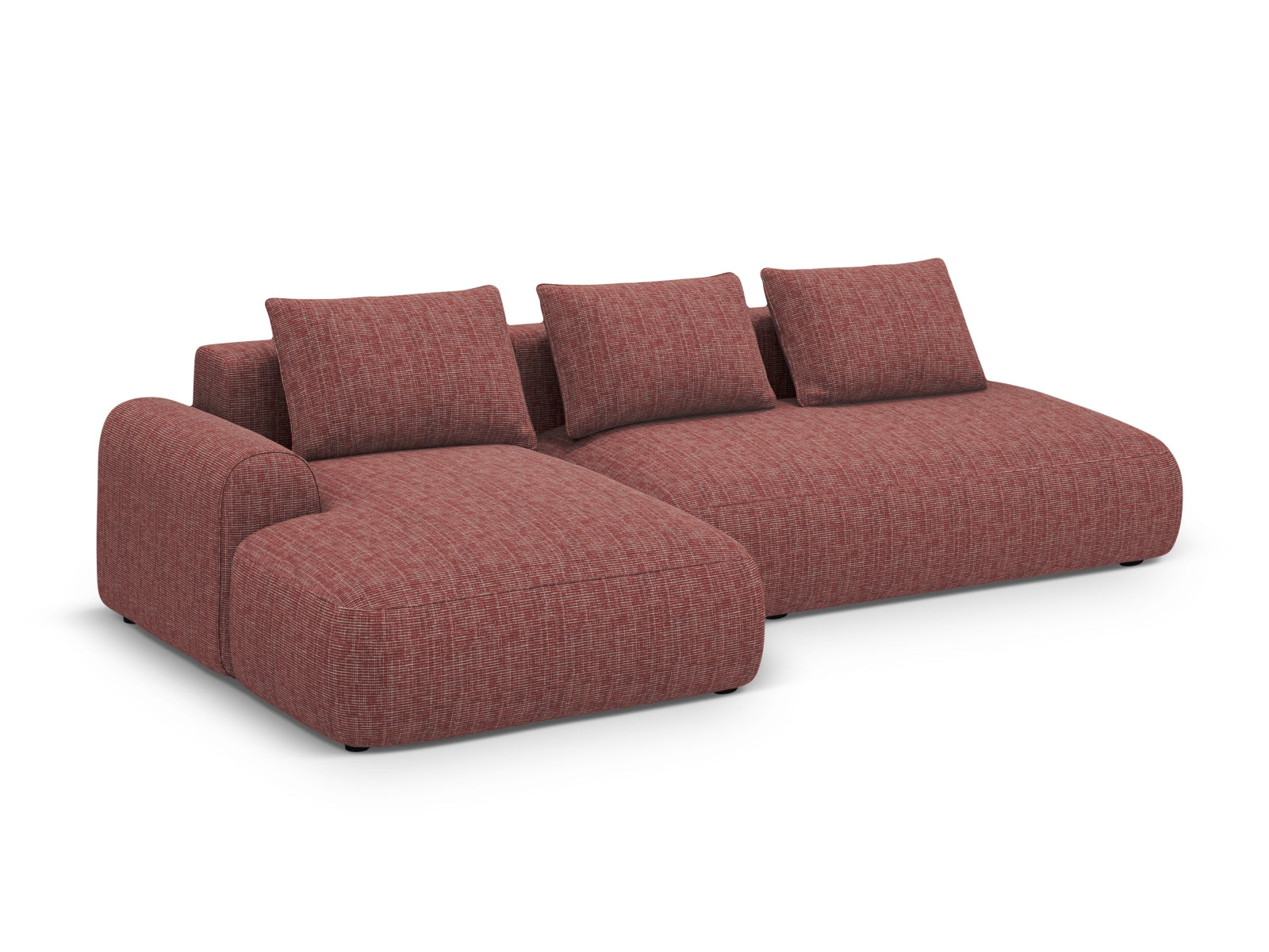 Modernes 5-Sitzer Ecksofa links mit Schlaffunktion und Stauraum, stilvolles Design in Red-Baltimore, ideal für jedes Wohnzimmer.