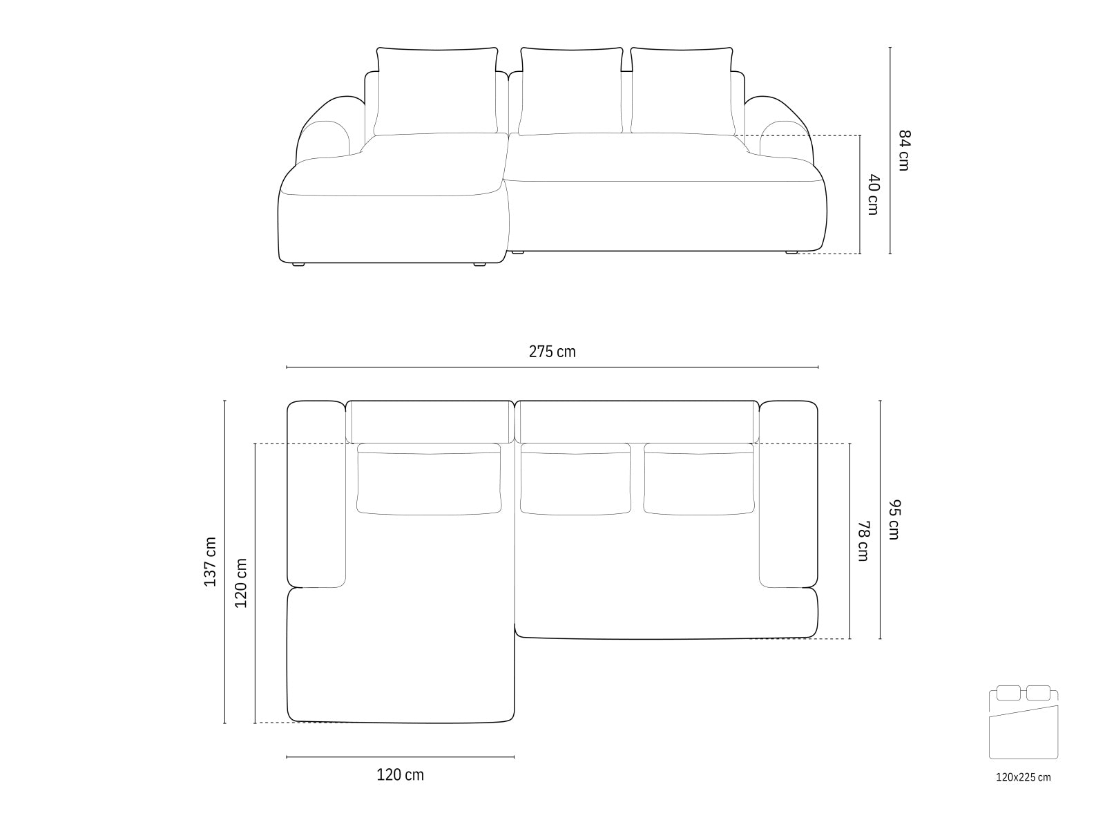 Stylisches 3-Sitzer Ecksofa links Calma in Green-Vogue, perfekt für entspannte Nächte und praktischen Stauraum, von Cosmopolitan Design.