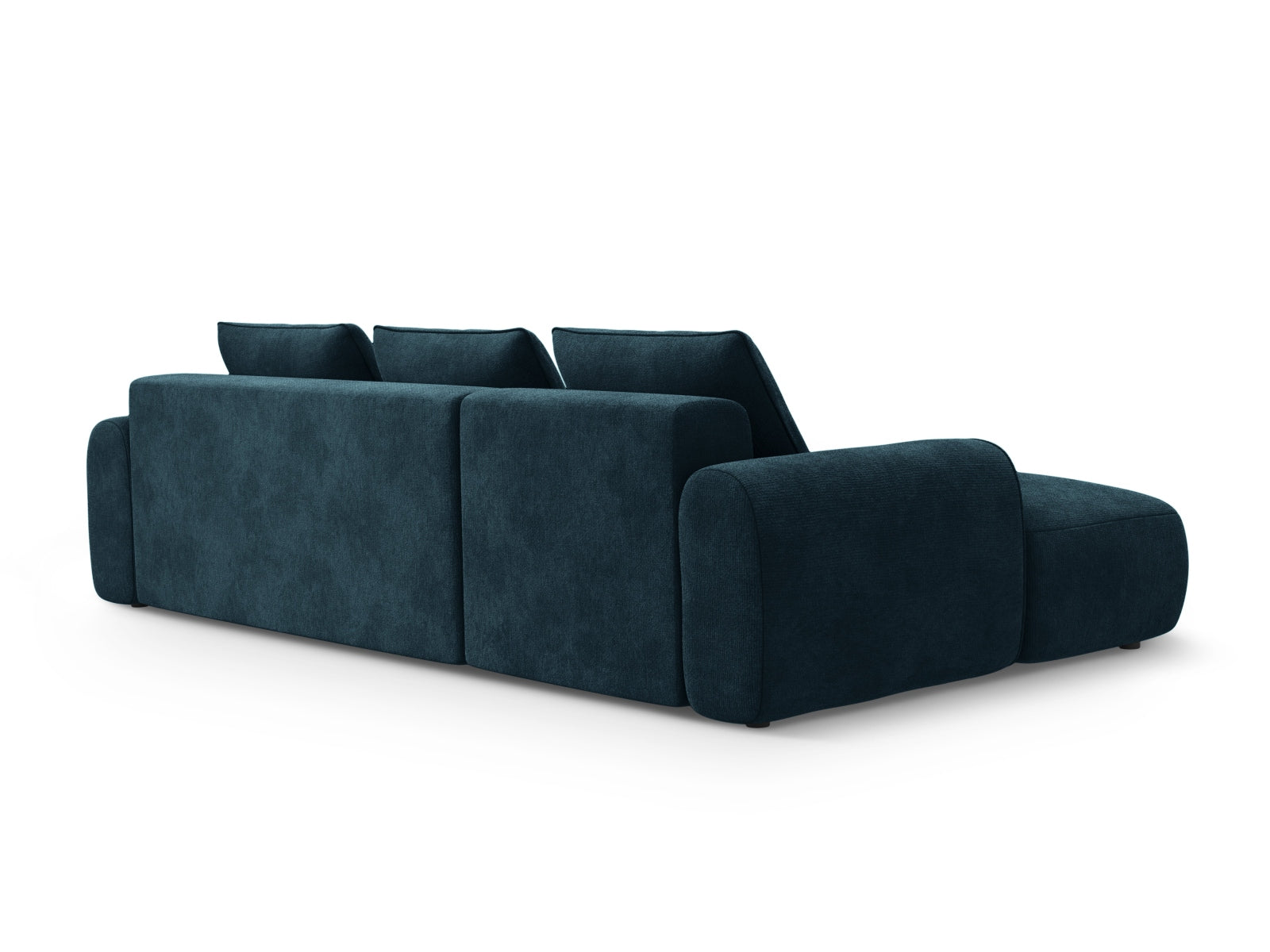 Stylisches 3-Sitzer Ecksofa links Calma in trendigem Petrol, perfekt für entspannte Abende und bietet zusätzlichen Stauraum.