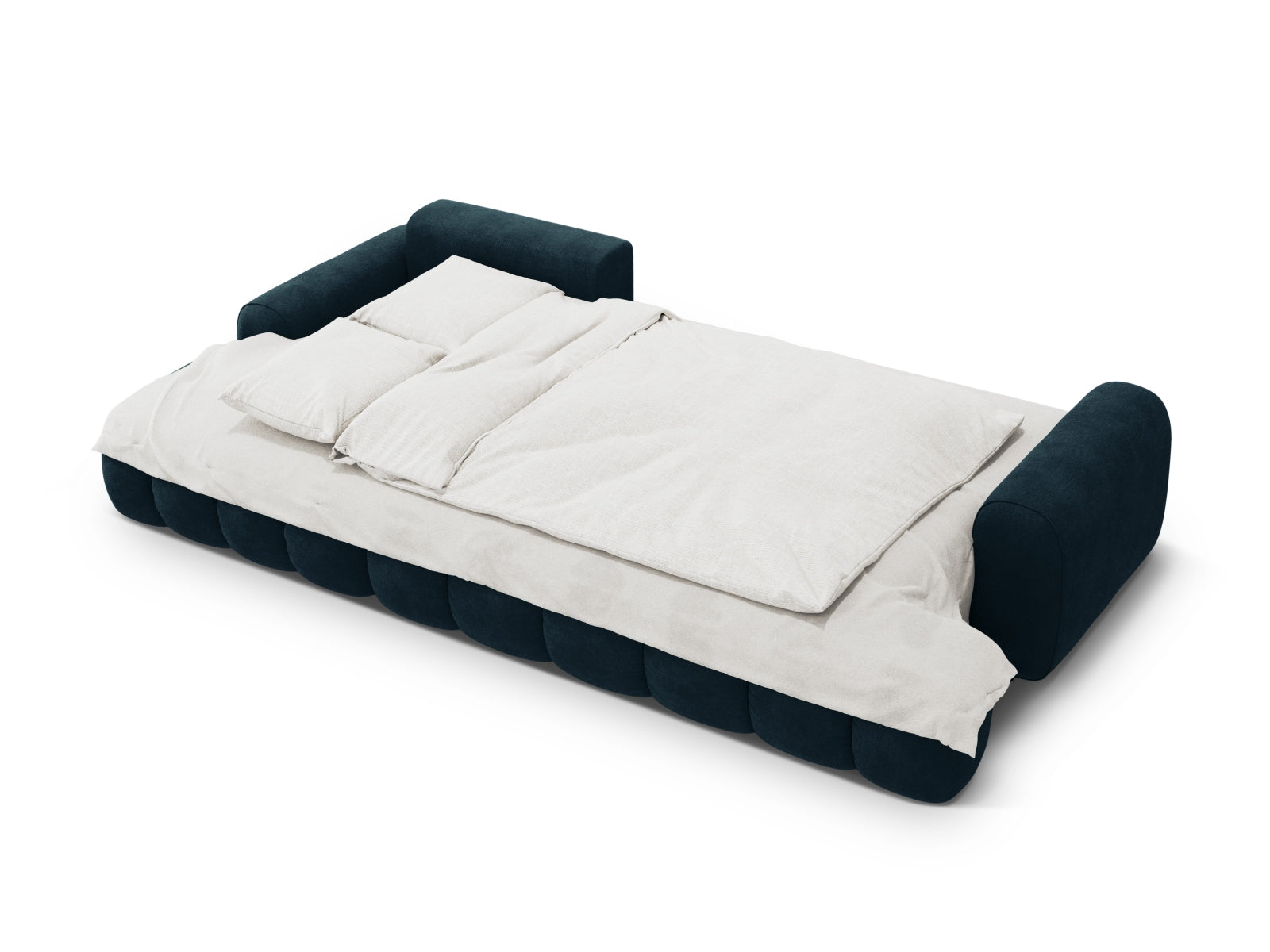 Modernes Linz Ecksofa links in Deep Petrol-Vogue, 3-Sitzer mit praktischer Schlaffunktion und Stauraum für zusätzlichen Komfort.