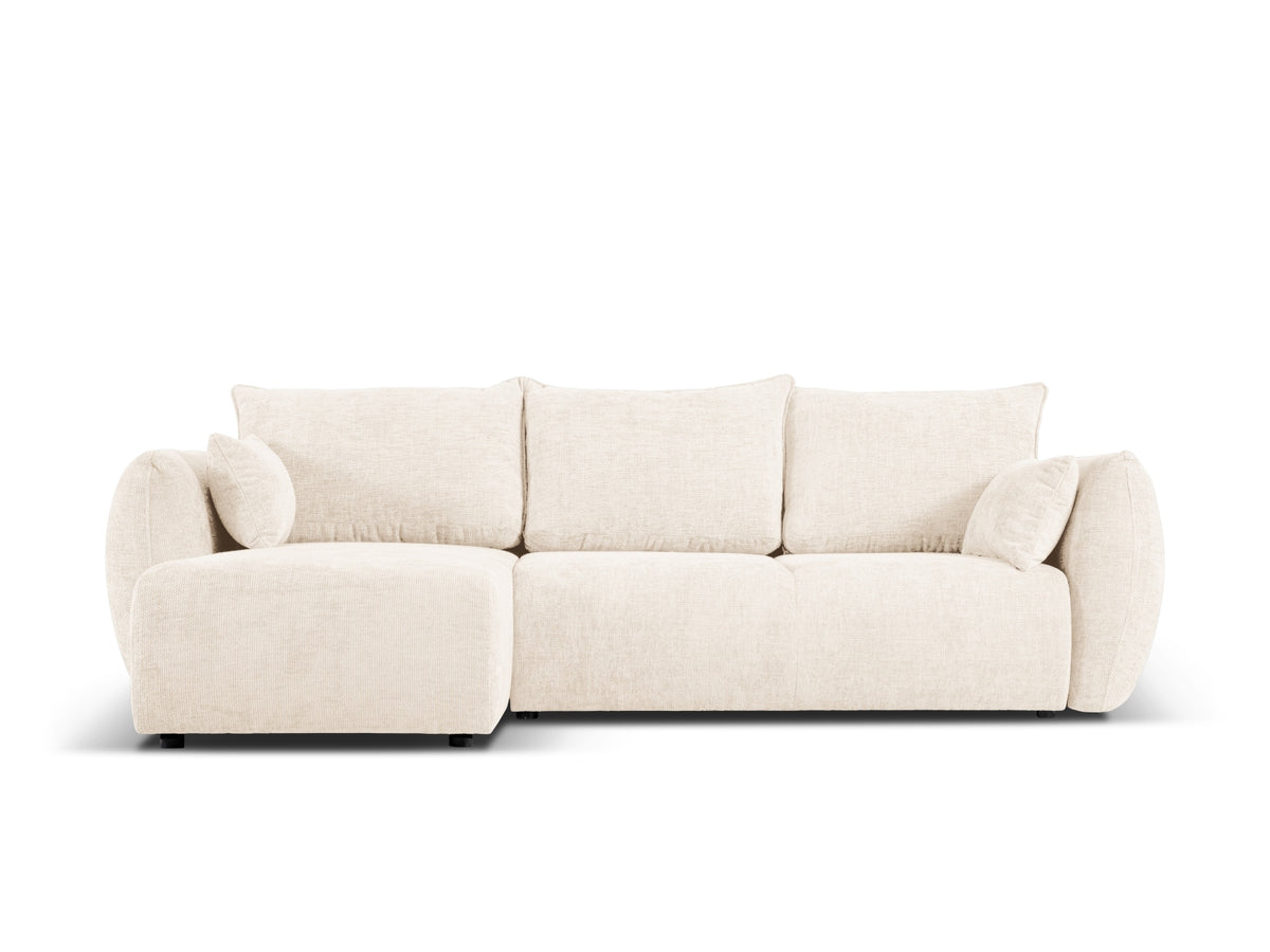 Matera Bettsofa links von Cosmopolitan Design, Ecksofa mit Stoffbezug und schwarzen Beinen