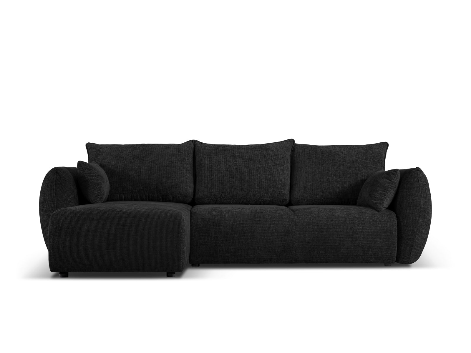 4-Sitzer Ecksofa links mit Bettfunktion und Box Matera in Black-Haga präsentiert im Onlineshop von KAQTU Design AG. Bettsofa links ist von Cosmopolitan Design