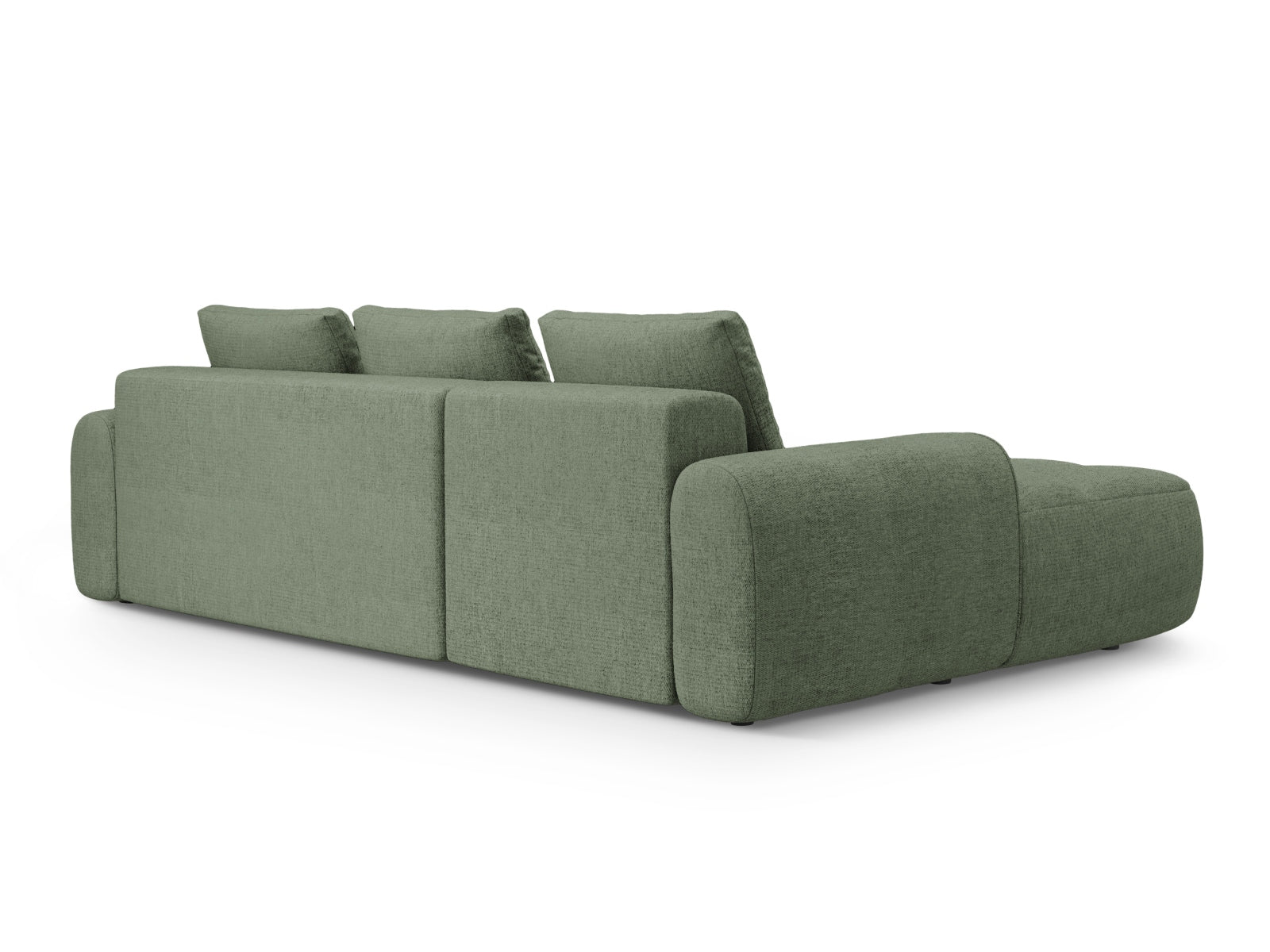 Modernes Linz Ecksofa in Dunkeloliv, 3-Sitzer mit cleverer Schlaffunktion und Stauraum, ideal für gemütliche Abende und platzsparende Lösungen.
