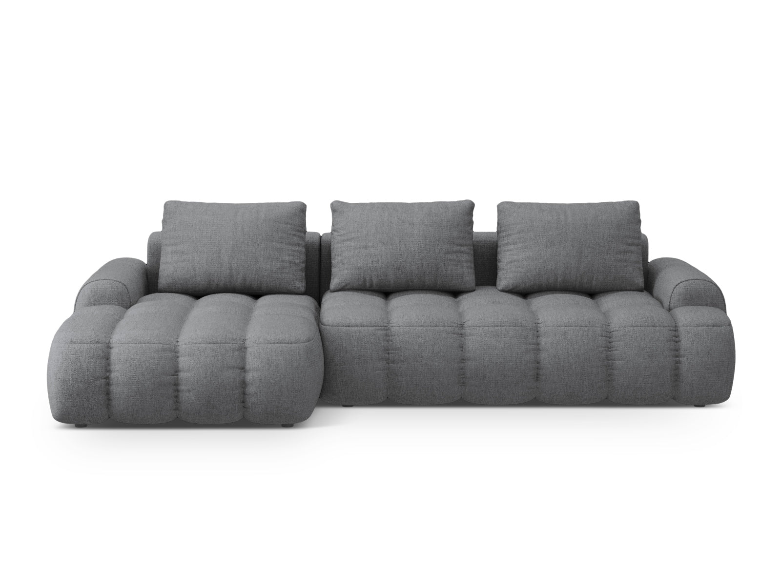 Linz Ecksofa links mit Schlaffunktion und Stauraumbox 3 Sitzer 142cm in Grey-Sorella präsentiert im Onlineshop von KAQTU Design AG. Bettsofa links ist von Cosmopolitan Design