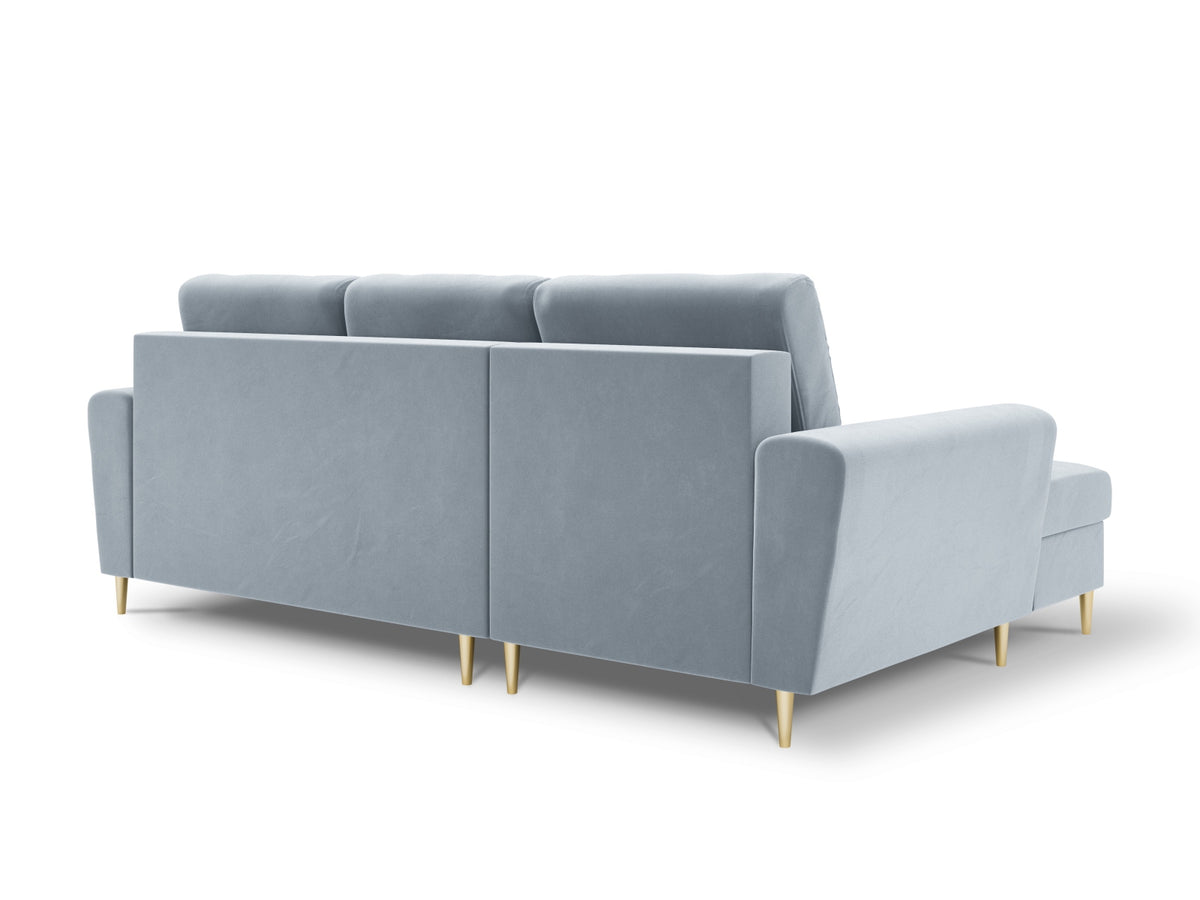 Kyoto Ecksofa links mit Schlaffunktion und Stauraumbox 4 Sitzer 145cm in Light Blue-Riviera präsentiert im Onlineshop von KAQTU Design AG. Bettsofa links ist von Cosmopolitan Design