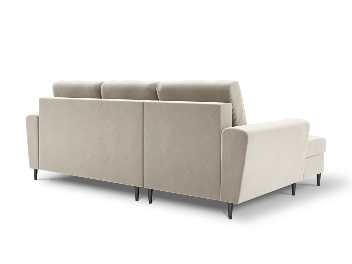 Kyoto Ecksofa links mit Schlaffunktion und Stauraumbox 4 Sitzer 145cm in Light Beige-Riviera präsentiert im Onlineshop von KAQTU Design AG. Bettsofa links ist von Cosmopolitan Design