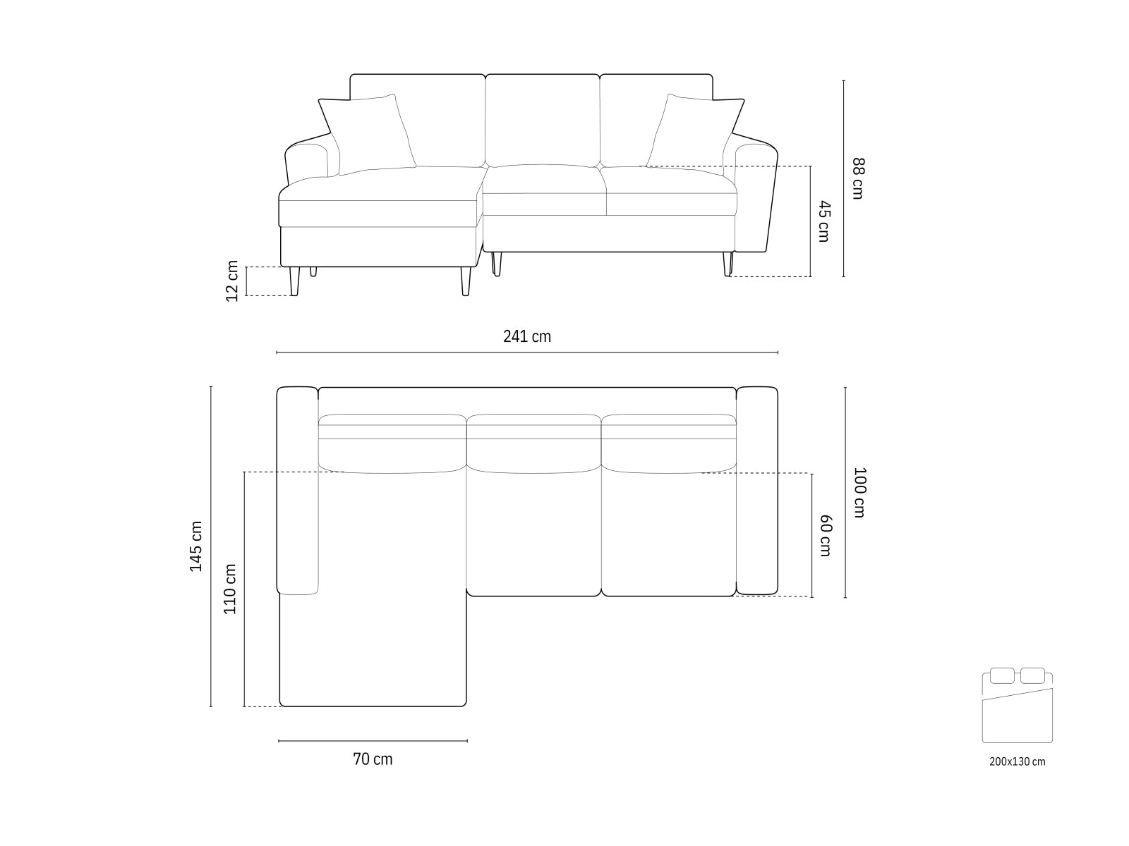 Stylisches Kyoto Ecksofa links in tiefem Blau, 4-Sitzer mit praktischer Schlaffunktion und integriertem Stauraum für optimale Raumnutzung.