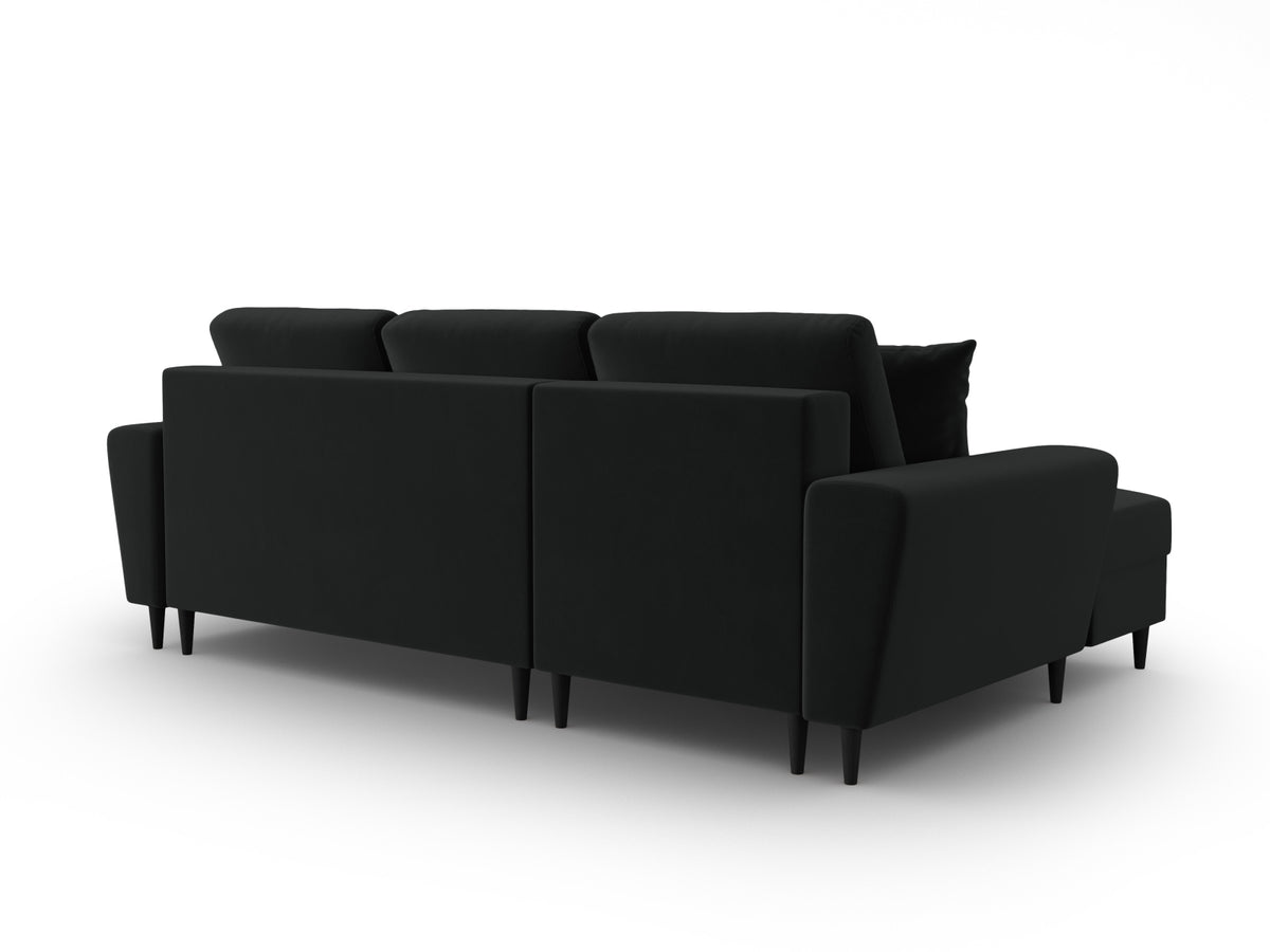 Kyoto Ecksofa links mit Schlaffunktion und Stauraumbox 4 Sitzer 145cm in Black-Riviera präsentiert im Onlineshop von KAQTU Design AG. Bettsofa links ist von Cosmopolitan Design