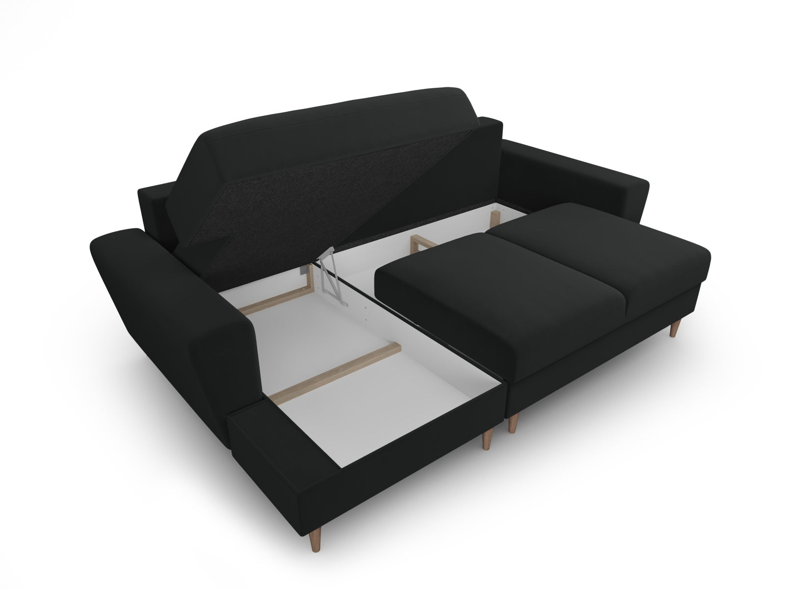 Modernes Kyoto Ecksofa links, 4-Sitzer mit praktischer Schlaffunktion und Stauraum, perfekt für gemütliche Abende und platzsparende Lösungen.