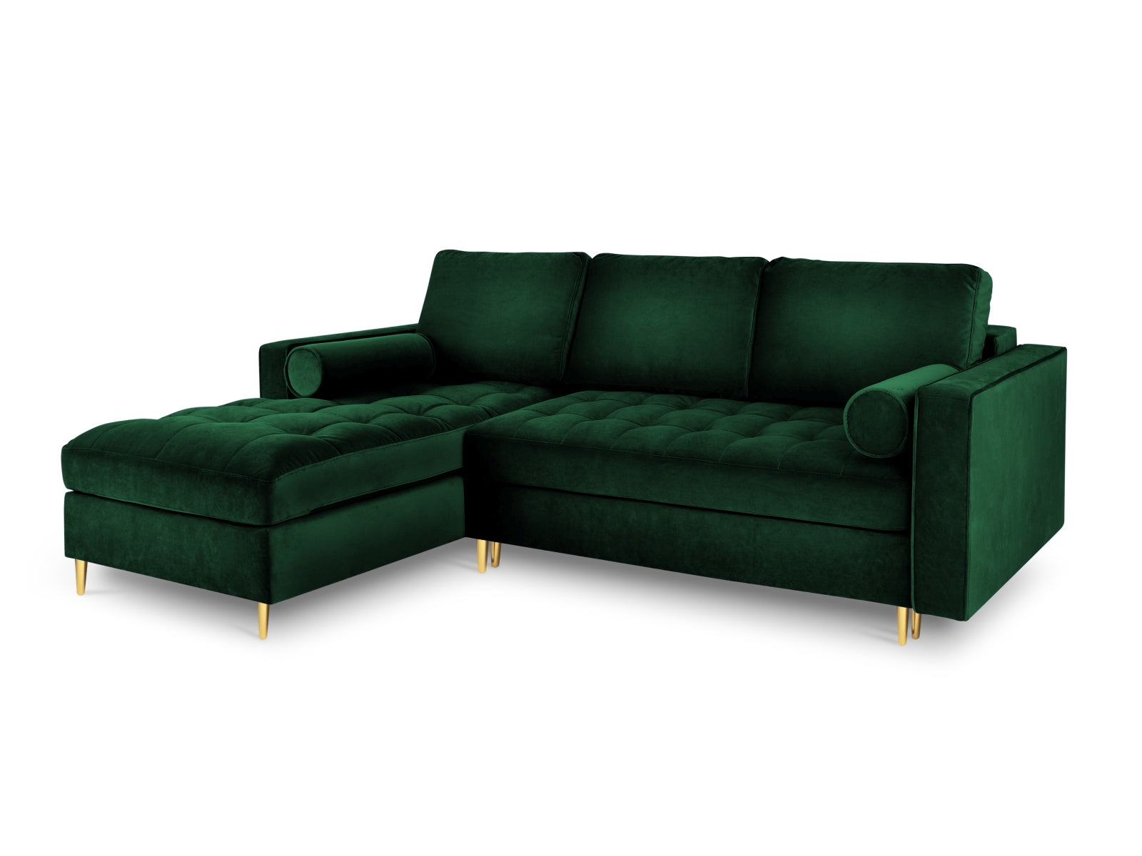 5-Sitzer Ecksofa links mit Schlaffunktion und Stauraum Aspen in Bottle Green-Salvador präsentiert im Onlineshop von KAQTU Design AG. Bettsofa links ist von Cosmopolitan Design