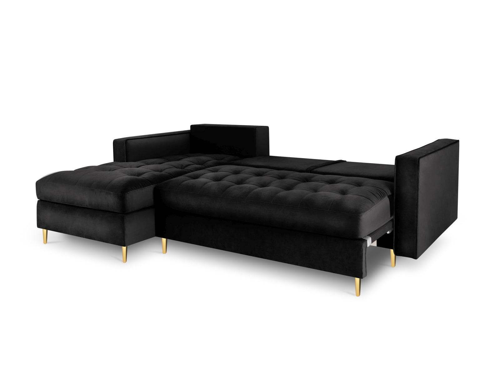 Stylisches 5-Sitzer Ecksofa links Aspen von Cosmopolitan Design, perfekt für Gäste, mit praktischer Schlaffunktion und integriertem Stauraum.