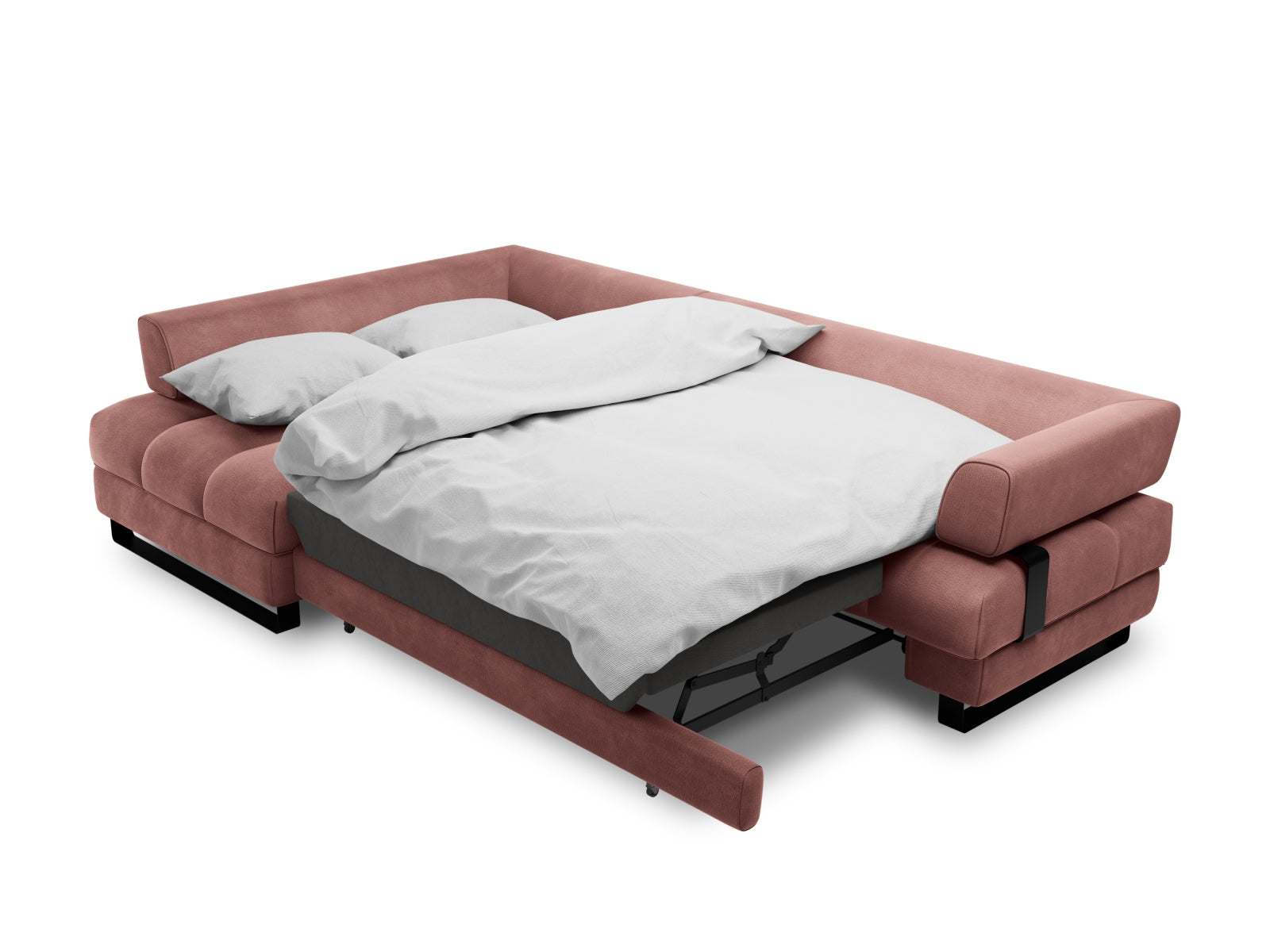 Erleben Sie das Clinton Velour Ecksofa von Cosmopolitan Design: stilvolles 5-Sitzer Sofa mit komfortabler Schlaffunktion und viel Stauraum!