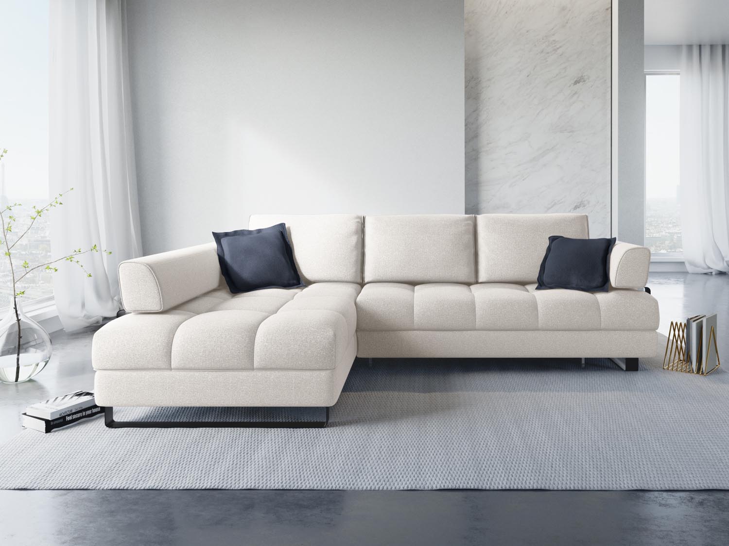 Erleben Sie das Clinton Ecksofa von Cosmopolitan Design: stilvolles 5-Sitzer Sofa mit Schlaffunktion und viel Stauraum für Ihr modernes Zuhause!