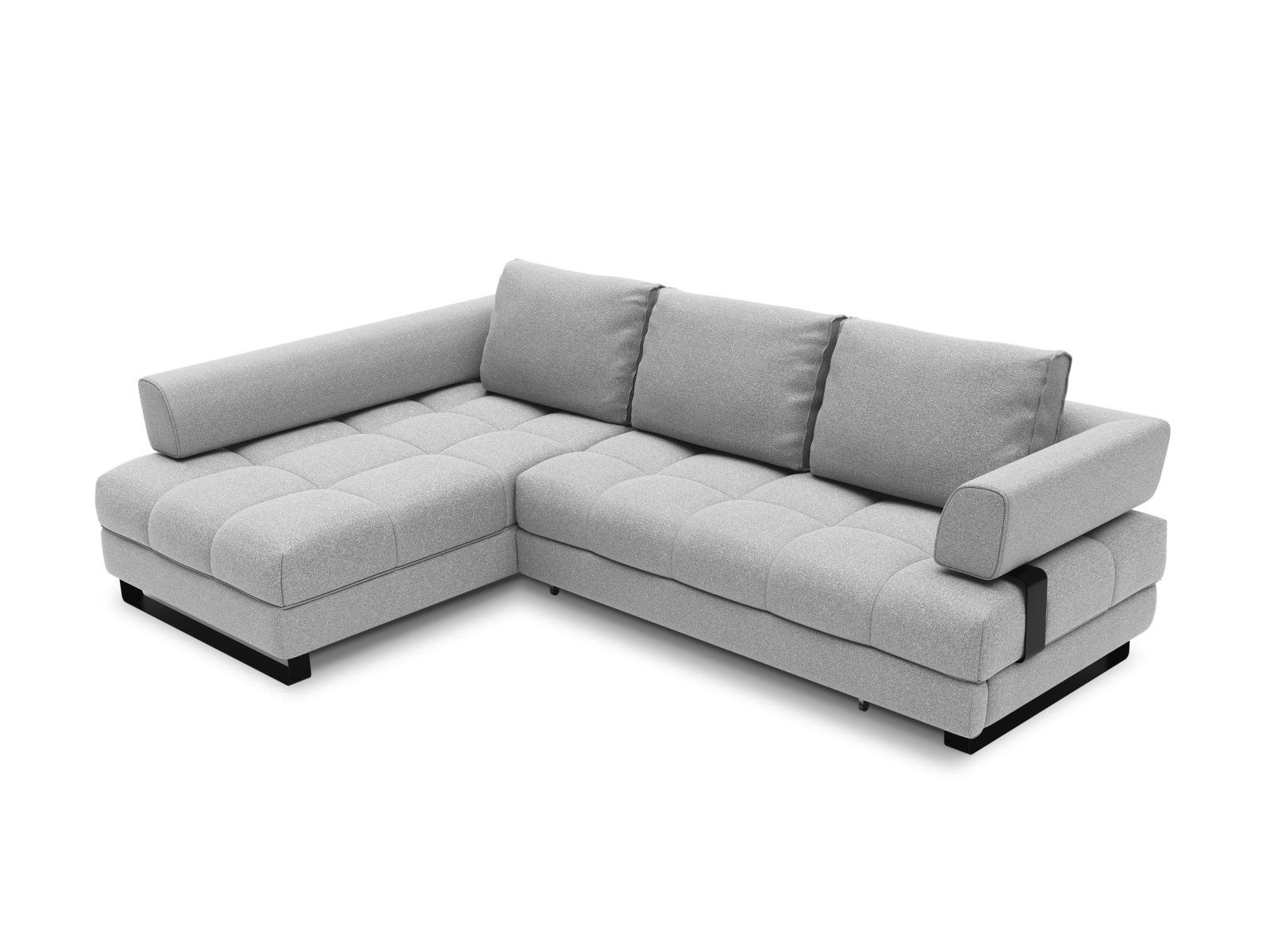 Clinton Ecksofa links mit Schlaffunktion Stauraum 5 Sitzer in Grey präsentiert im Onlineshop von KAQTU Design AG. Ecksofa links ist von Cosmopolitan Design