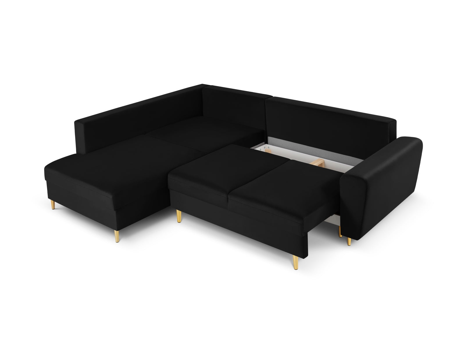 Entdecken Sie das Kyoto Velour Ecksofa links: stilvolles 5-Sitzer Sofa mit praktischer Schlaffunktion und Stauraumbox für Ihr Zuhause!