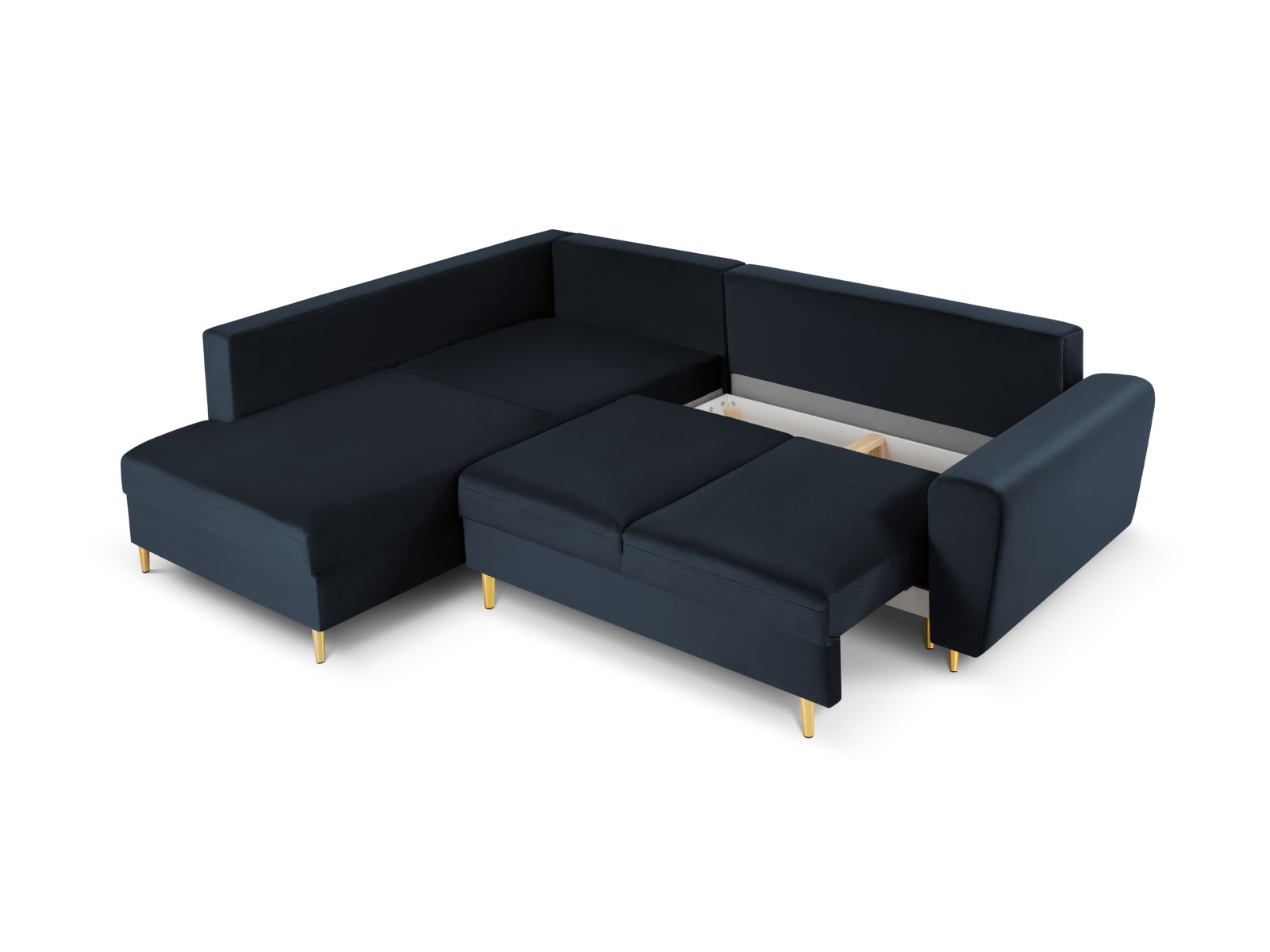 Entdecken Sie das Kyoto Velour Ecksofa links: stilvolles 5-Sitzer Sofa mit praktischer Schlaffunktion und Stauraumbox für Ihr Zuhause!