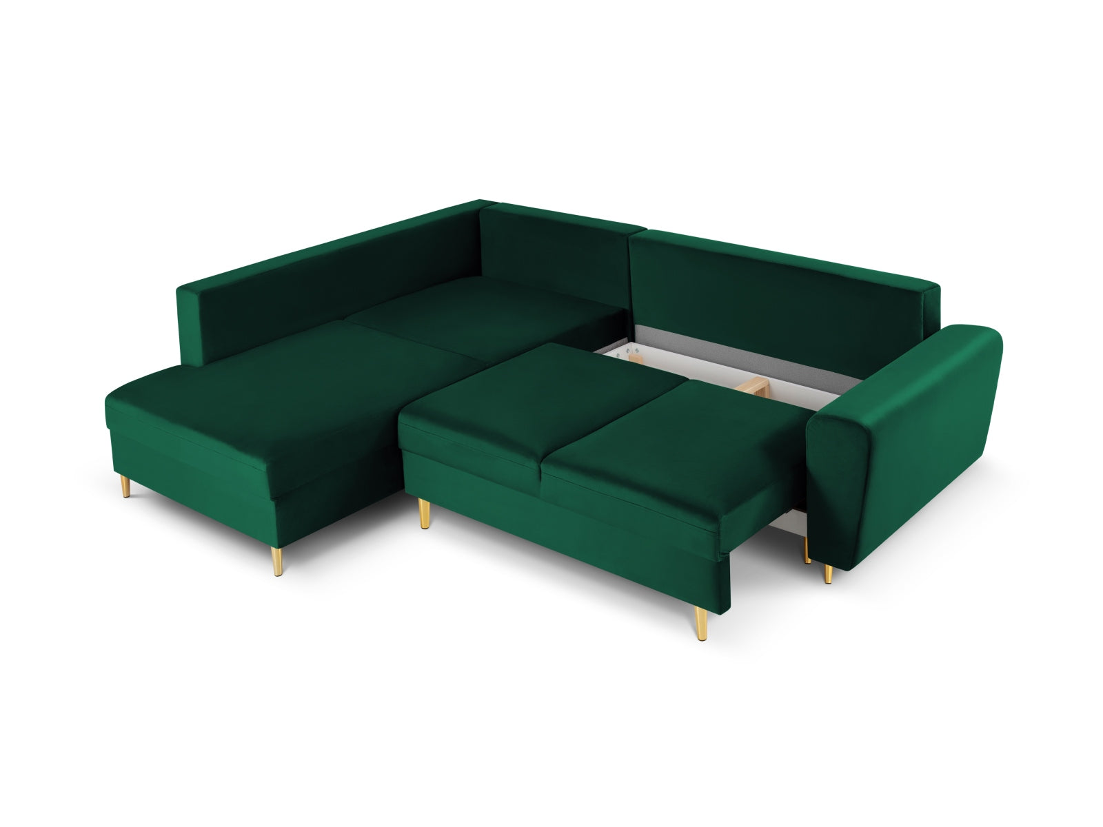 Entdecken Sie das Kyoto Velour Ecksofa links: stilvolles 5-Sitzer Sofa mit praktischer Schlaffunktion und Stauraumbox für Ihr Zuhause!