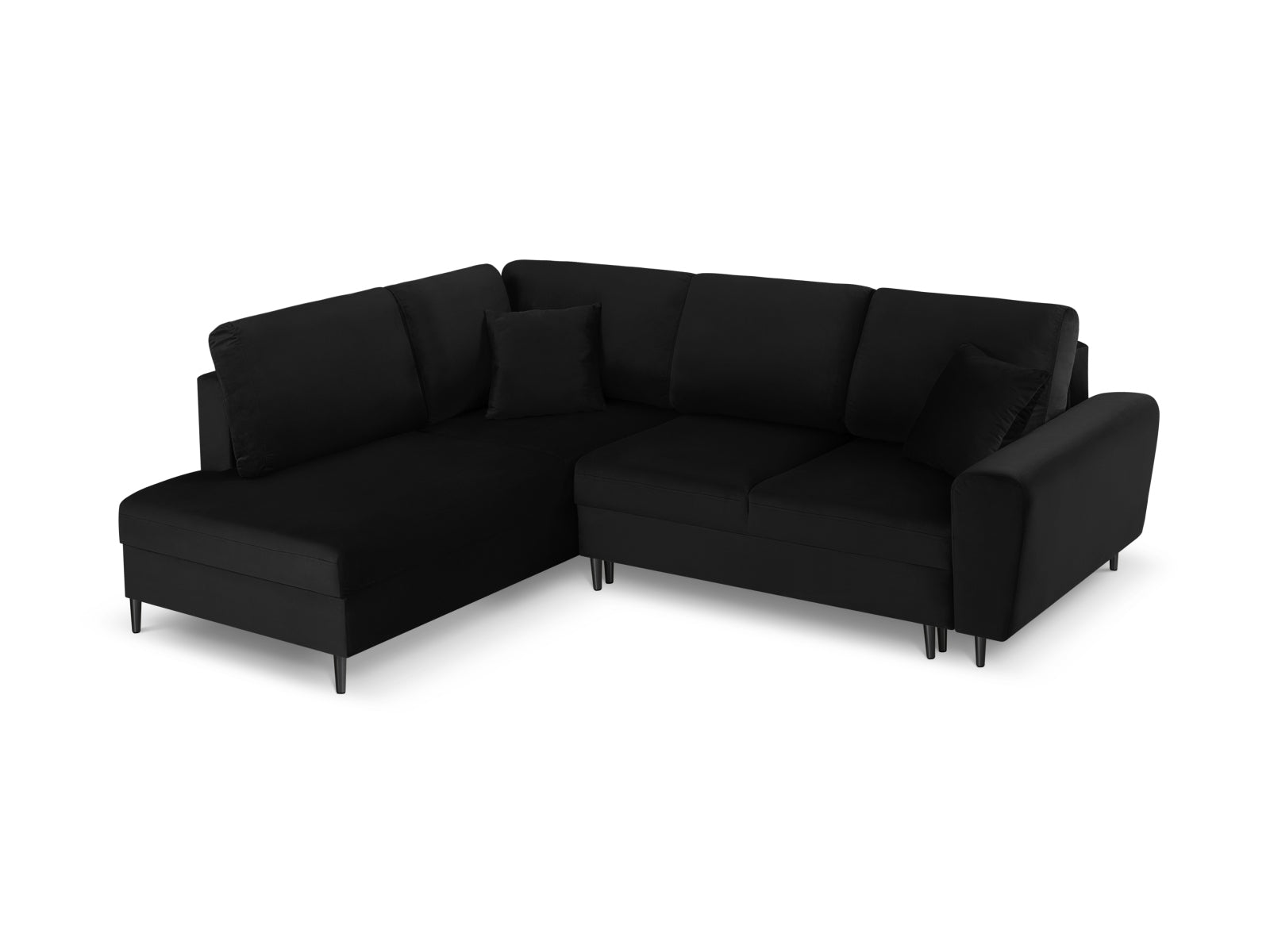 Kyoto Velour Ecksofa links mit Schlaffunktion und Stauraumbox 5 Sitzer 194cm