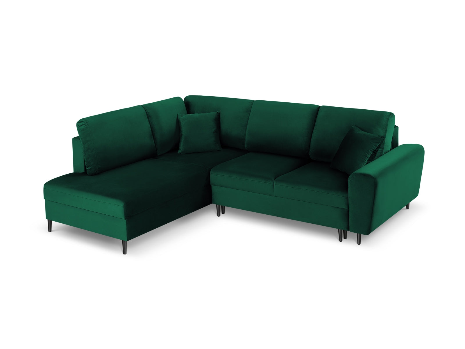 Entdecken Sie das Kyoto Velour Ecksofa links: stilvolles 5-Sitzer Sofa mit praktischer Schlaffunktion und Stauraumbox für Ihr Zuhause!