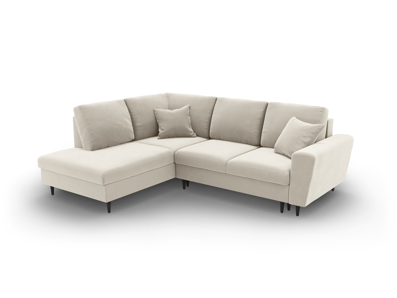 Entdecken Sie das Kyoto Velour Ecksofa links: stilvolles 5-Sitzer Sofa mit praktischer Schlaffunktion und Stauraum, perfekt für Ihr Zuhause!