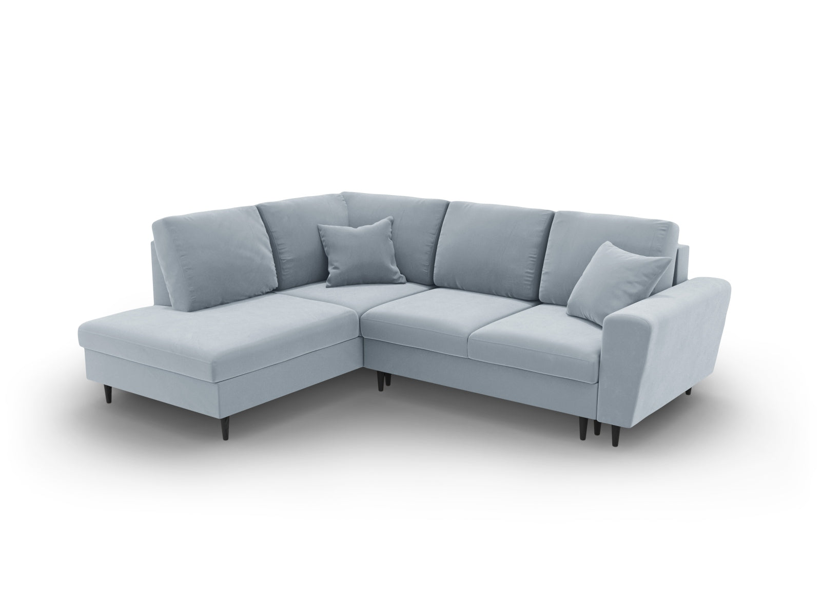 Entdecken Sie das Kyoto Velour Ecksofa links: stilvolles 5-Sitzer Sofa mit praktischer Schlaffunktion und Stauraumbox für Ihr Zuhause!